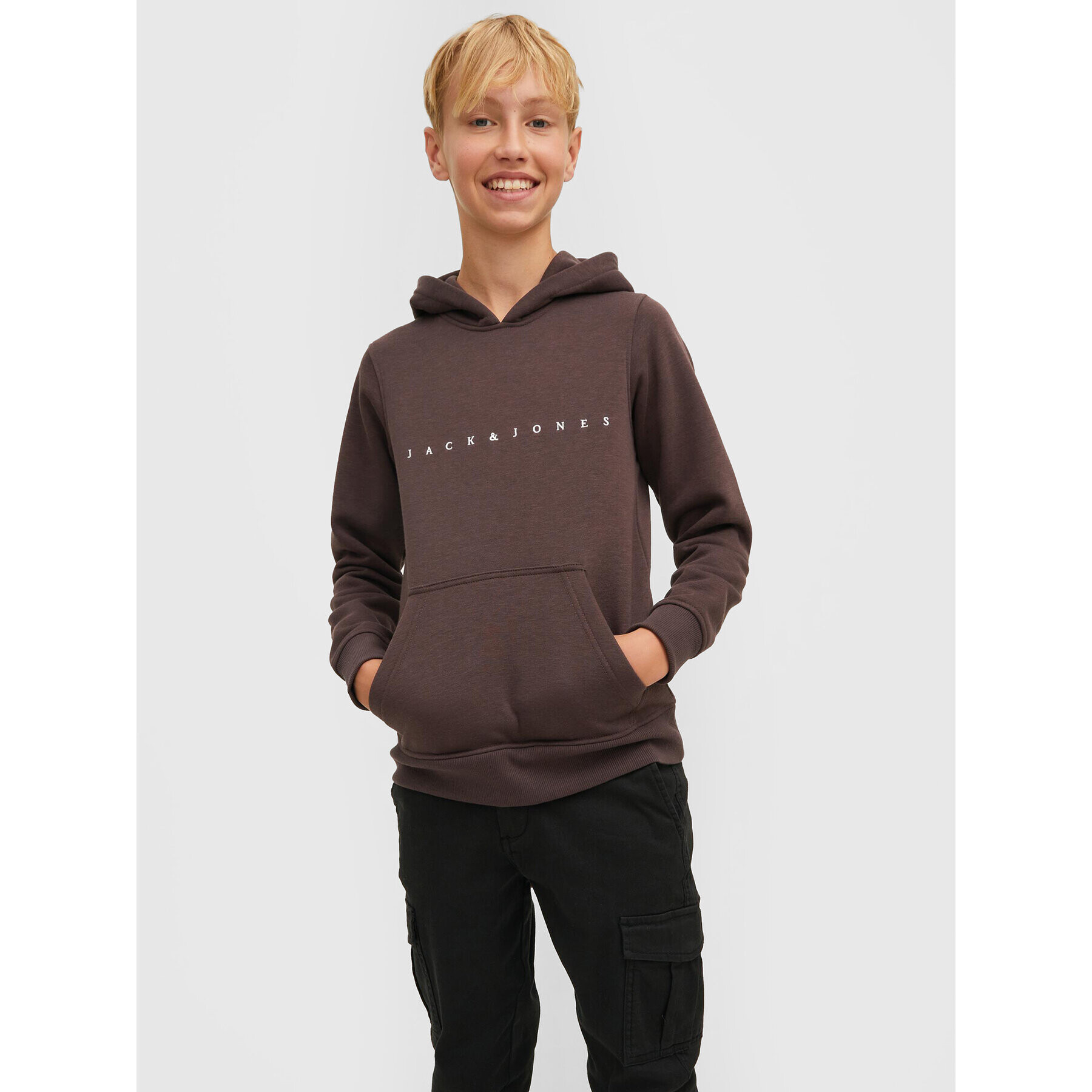 Jack&Jones Junior Mikina Copenhagen 12214983 Hnědá Regular Fit - Pepit.cz