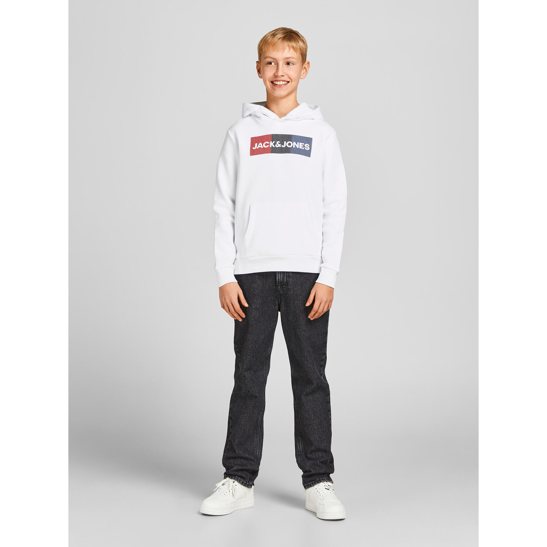 Jack&Jones Junior Mikina Corp Logo 12152841 Bílá Regular Fit - Pepit.cz