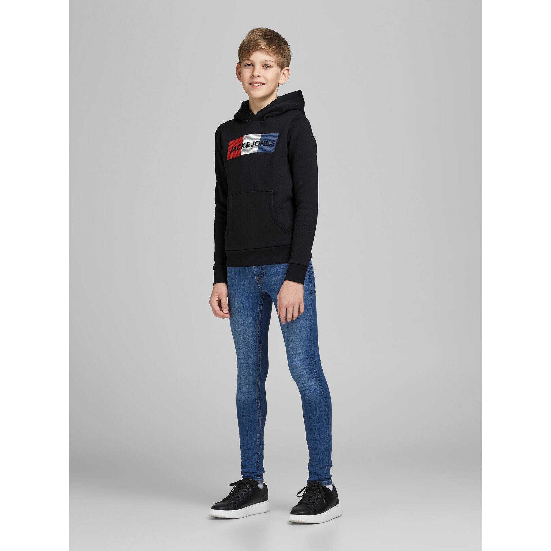 Jack&Jones Junior Mikina Corp Logo 12152841 Černá Regular Fit - Pepit.cz