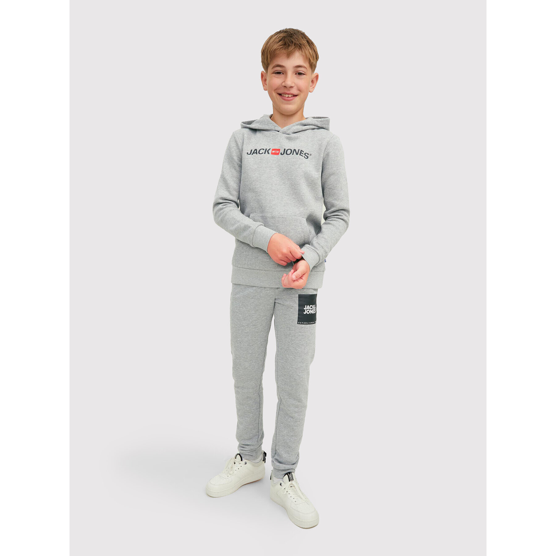 Jack&Jones Junior Mikina Corp Old Logo 12212186 Šedá Regular Fit - Pepit.cz