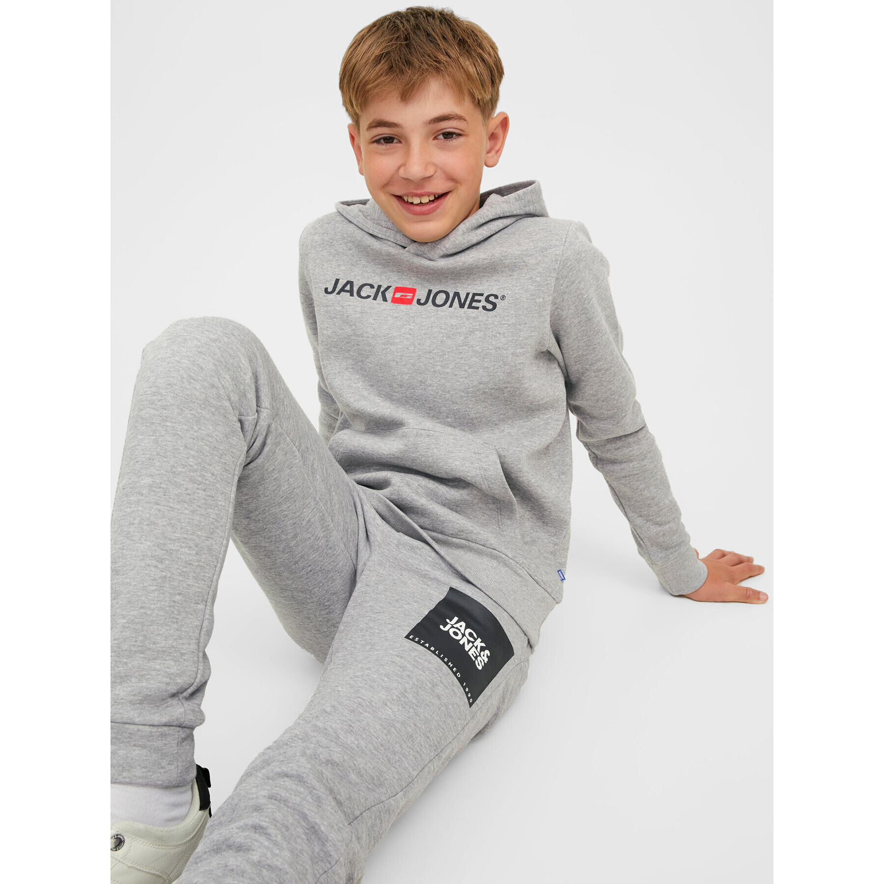 Jack&Jones Junior Mikina Corp Old Logo 12212186 Šedá Regular Fit - Pepit.cz