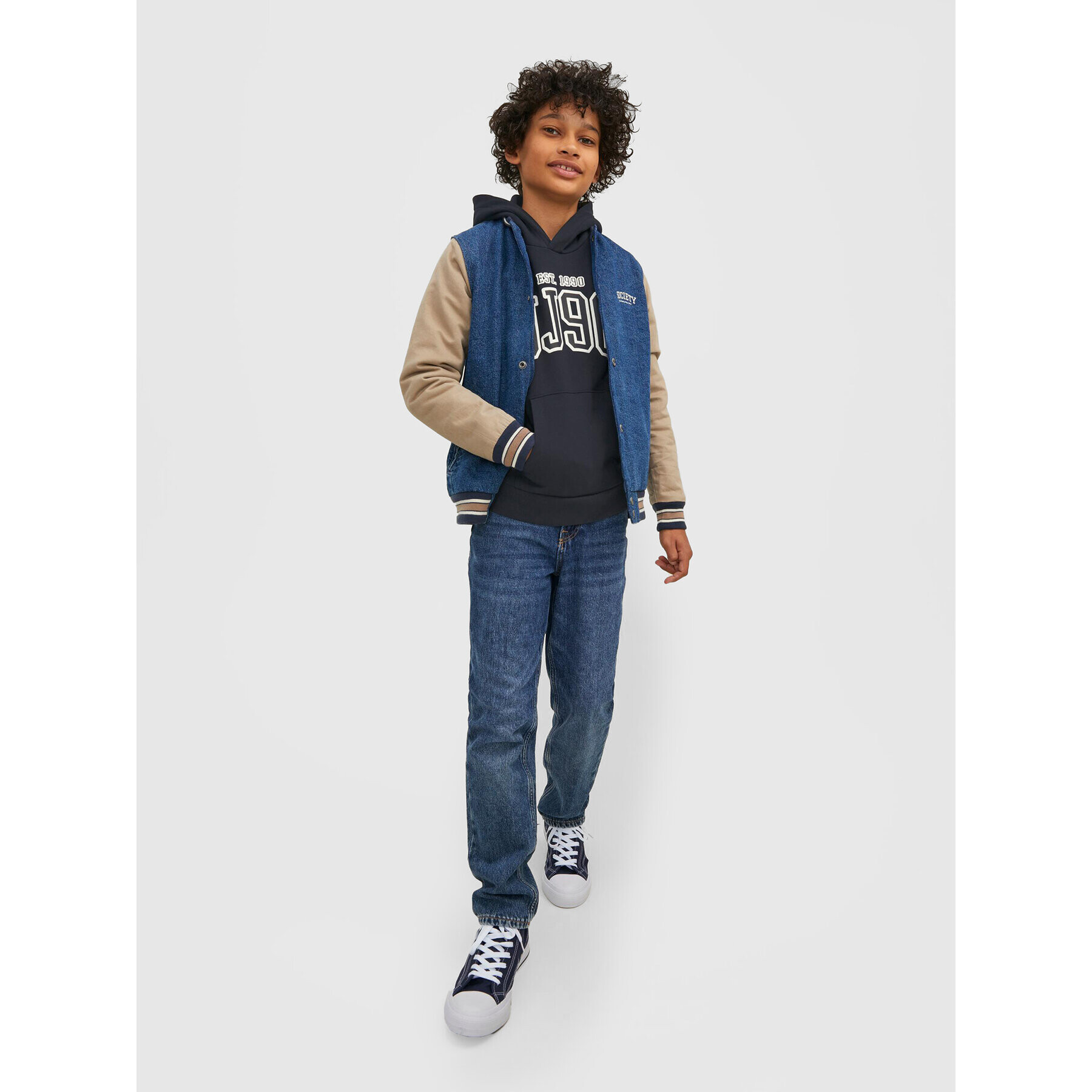 Jack&Jones Junior Mikina Emb 12213292 Černá Regular Fit - Pepit.cz