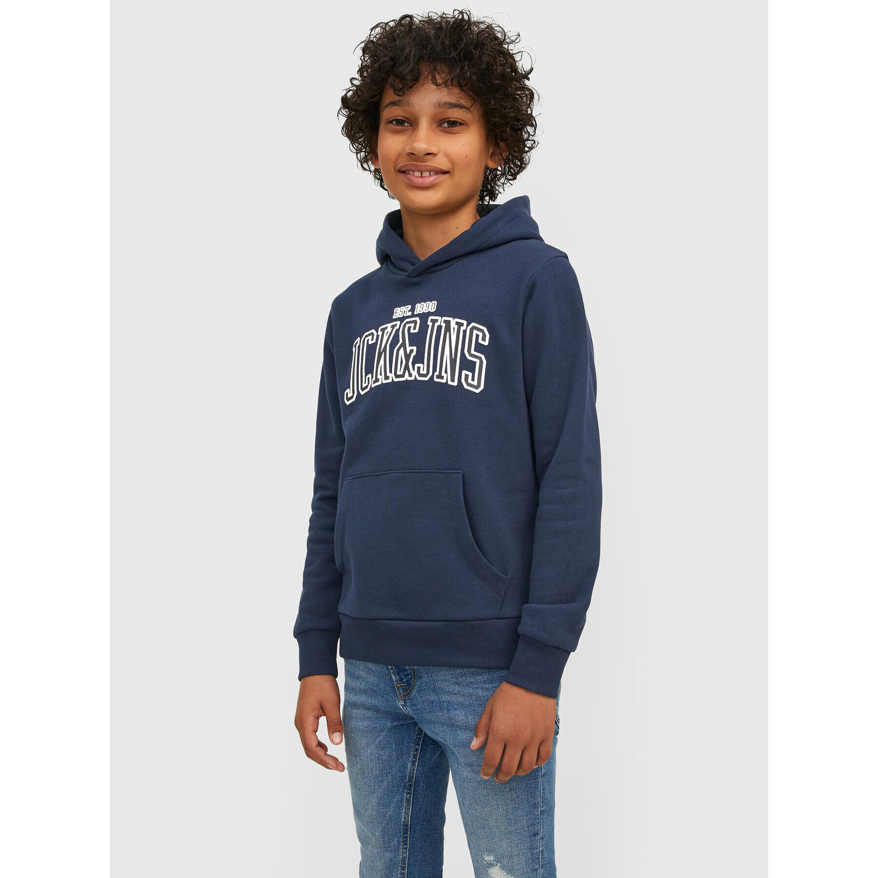 Jack&Jones Junior Mikina Emb 12213292 Tmavomodrá Regular Fit - Pepit.cz