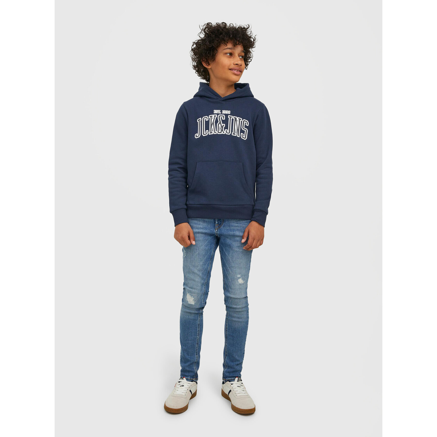 Jack&Jones Junior Mikina Emb 12213292 Tmavomodrá Regular Fit - Pepit.cz