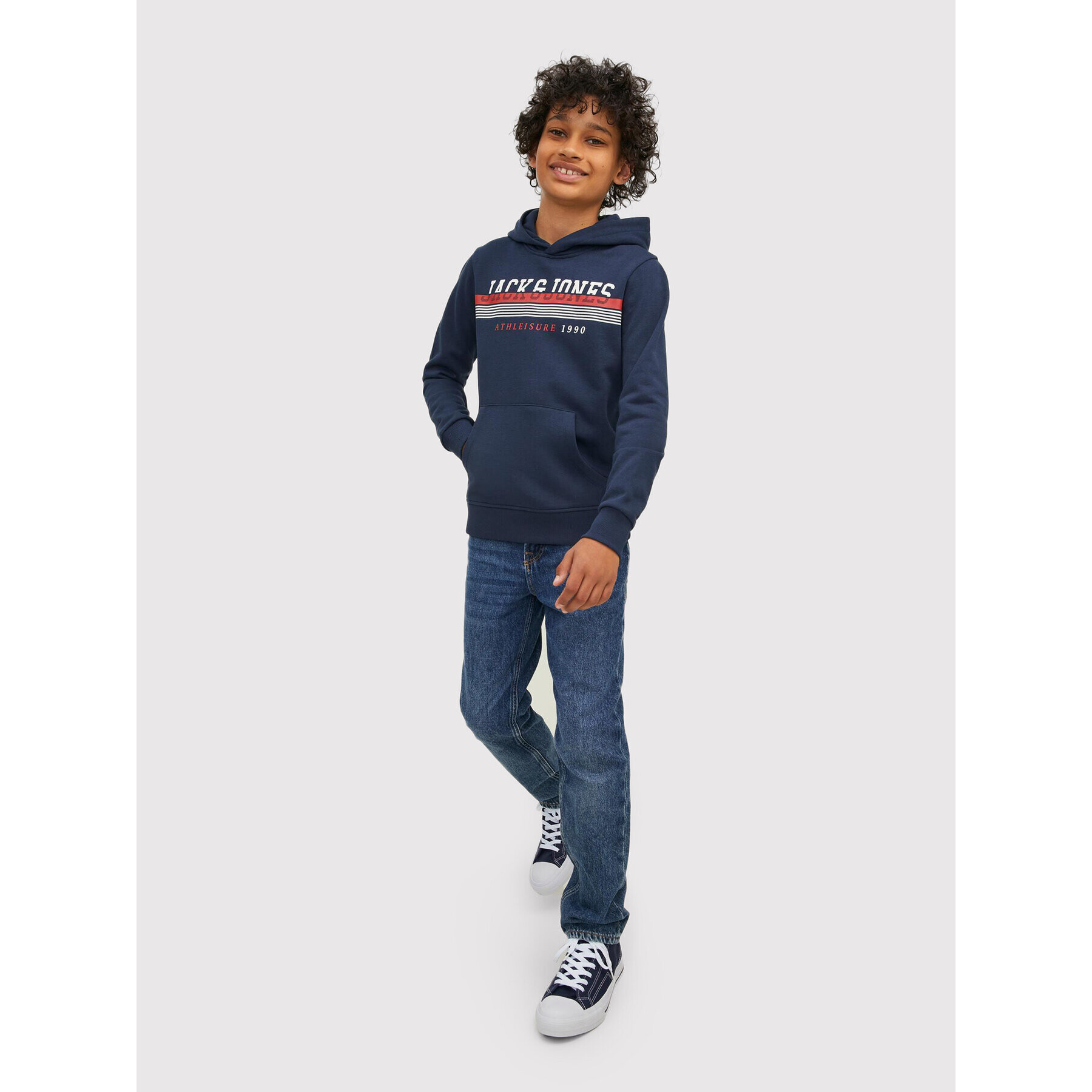 Jack&Jones Junior Mikina Jiron 12213277 Tmavomodrá Regular Fit - Pepit.cz