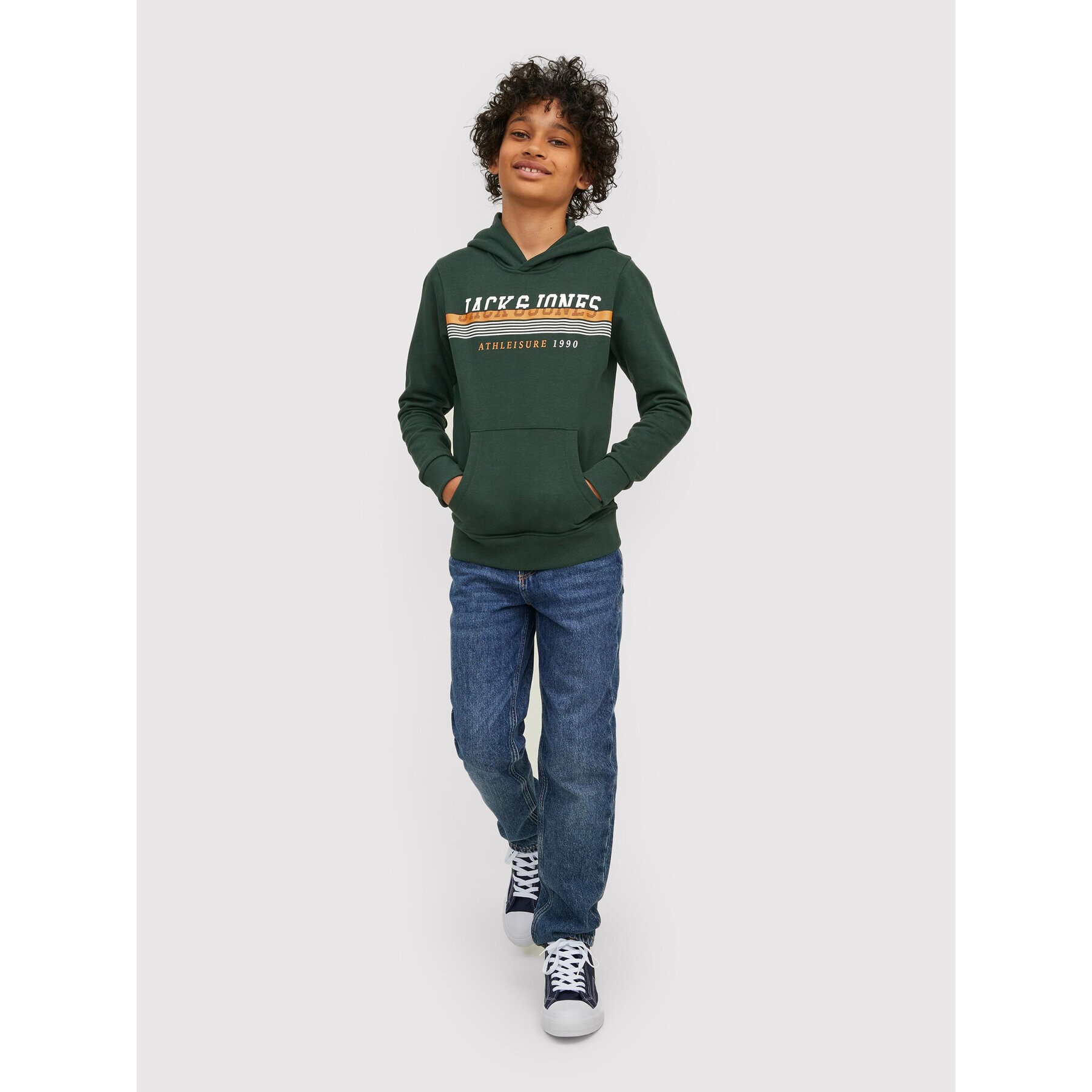 Jack&Jones Junior Mikina Jiron 12213277 Zelená Regular Fit - Pepit.cz