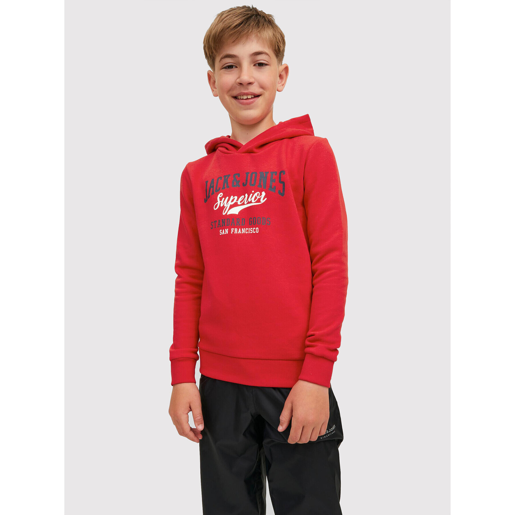 Jack&Jones Junior Mikina Logo 12212287 Červená Regular Fit - Pepit.cz