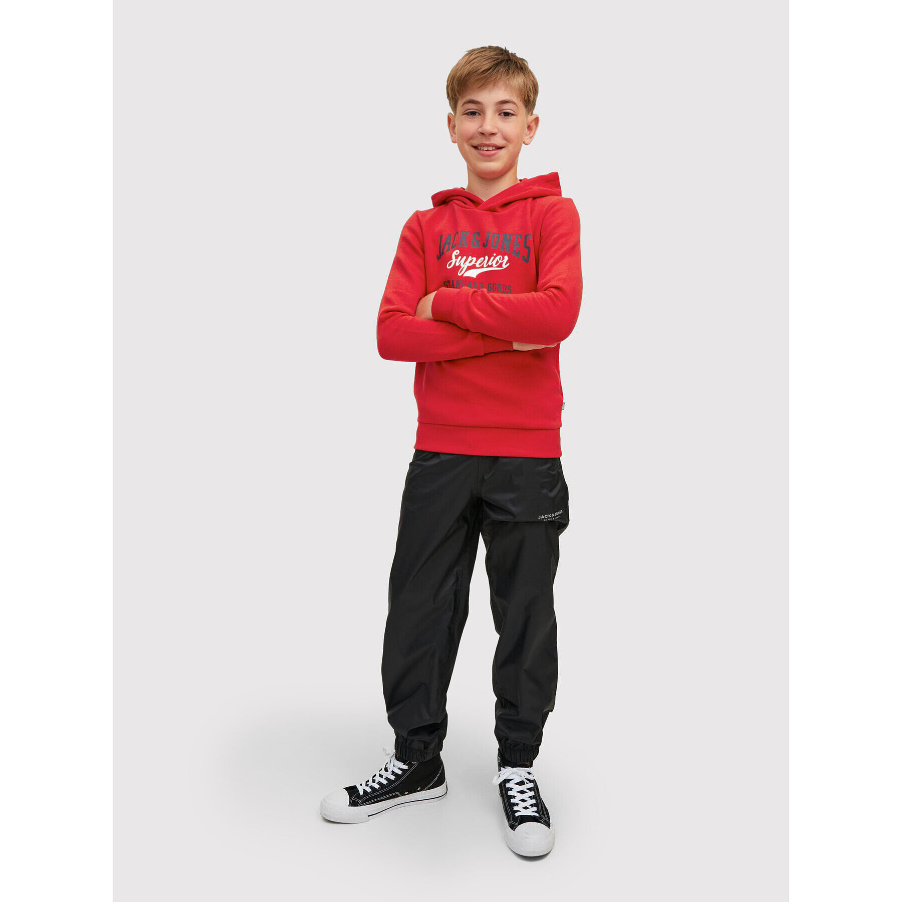 Jack&Jones Junior Mikina Logo 12212287 Červená Regular Fit - Pepit.cz