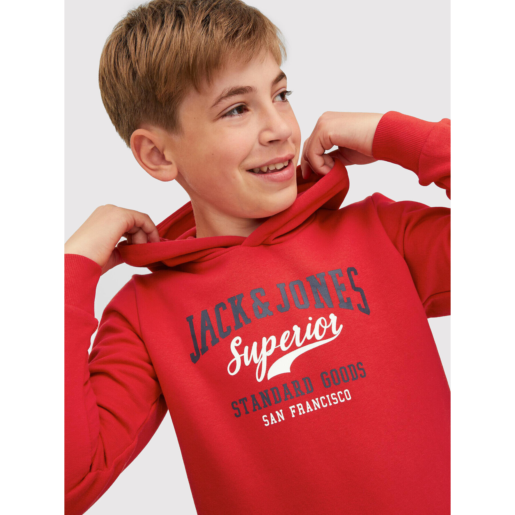 Jack&Jones Junior Mikina Logo 12212287 Červená Regular Fit - Pepit.cz