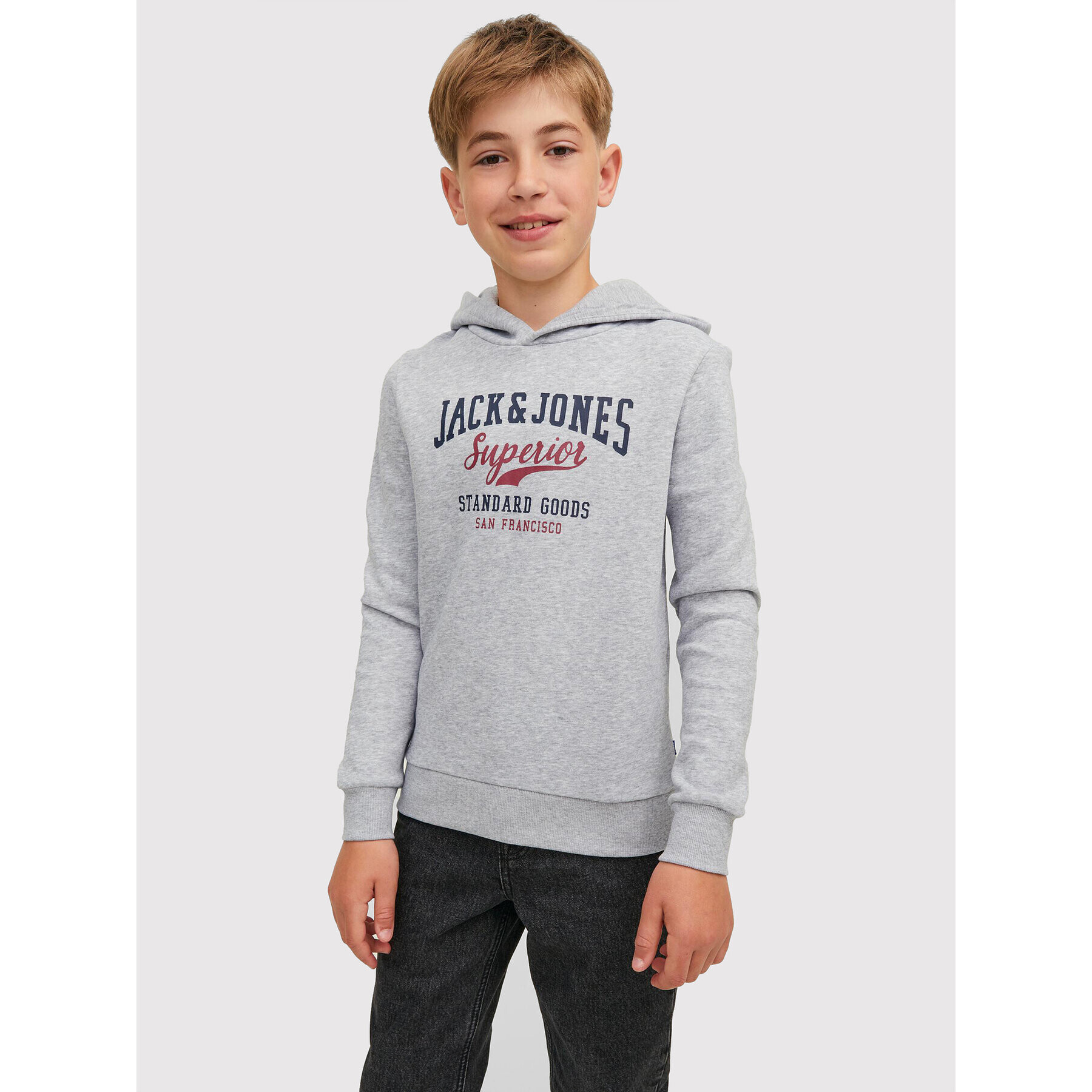 Jack&Jones Junior Mikina Logo 12212287 Šedá Regular Fit - Pepit.cz