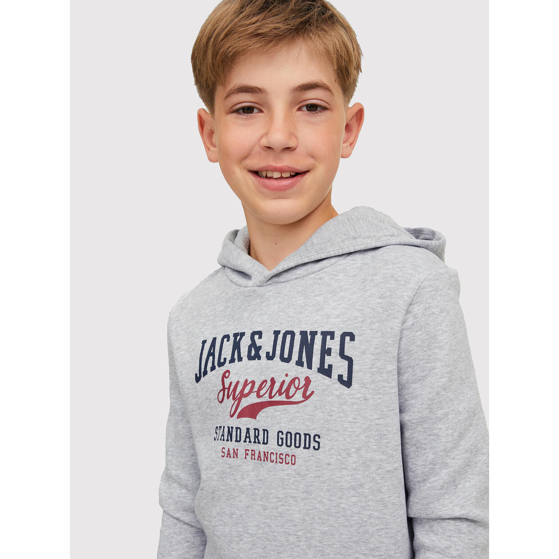 Jack&Jones Junior Mikina Logo 12212287 Šedá Regular Fit - Pepit.cz