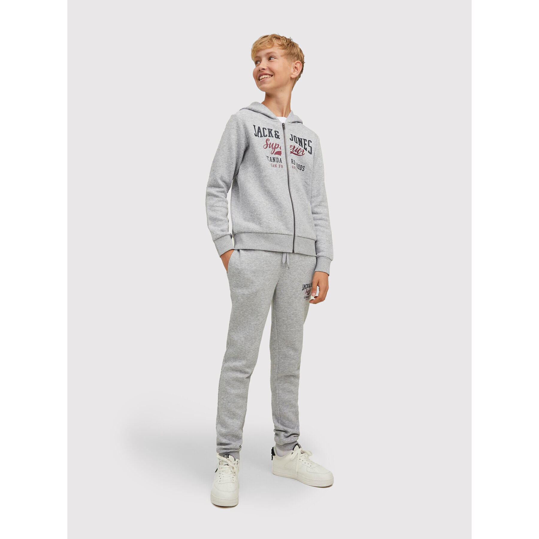 Jack&Jones Junior Mikina Logo 12218049 Šedá Regular Fit - Pepit.cz