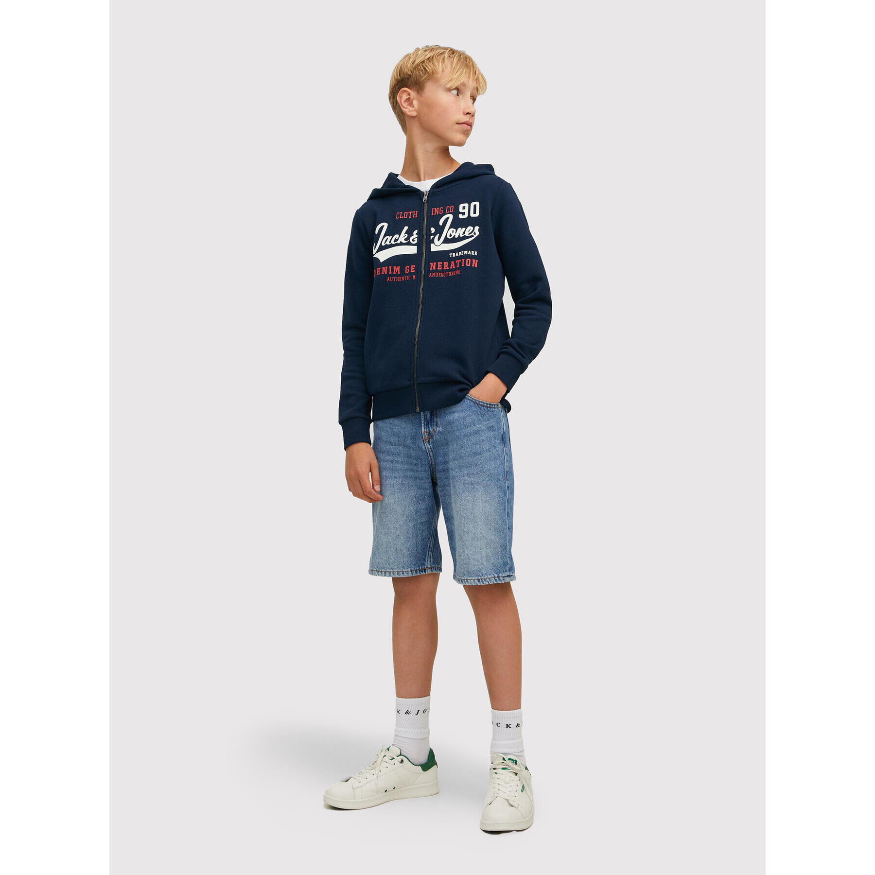 Jack&Jones Junior Mikina Logo 12218049 Tmavomodrá Regular Fit - Pepit.cz