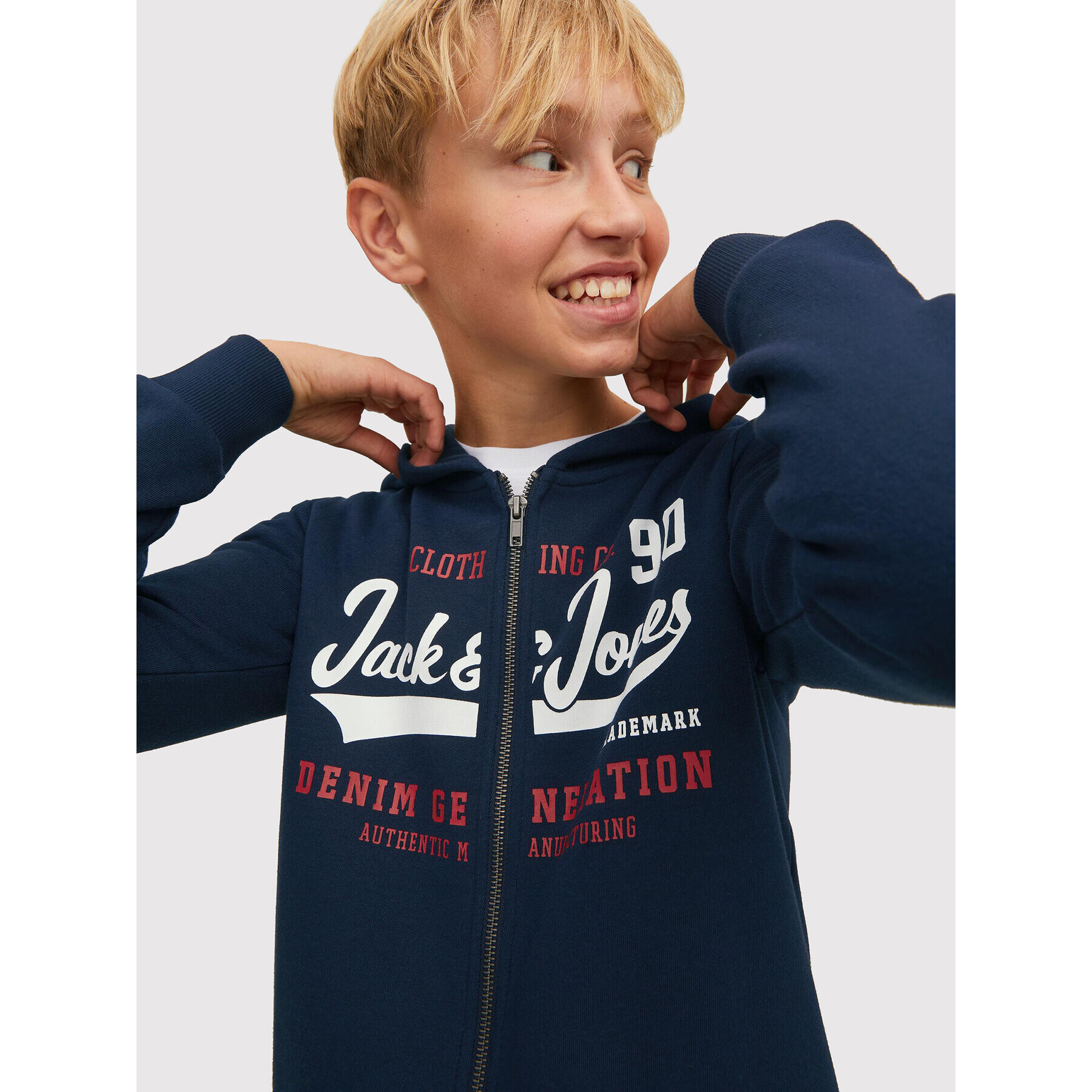 Jack&Jones Junior Mikina Logo 12218049 Tmavomodrá Regular Fit - Pepit.cz