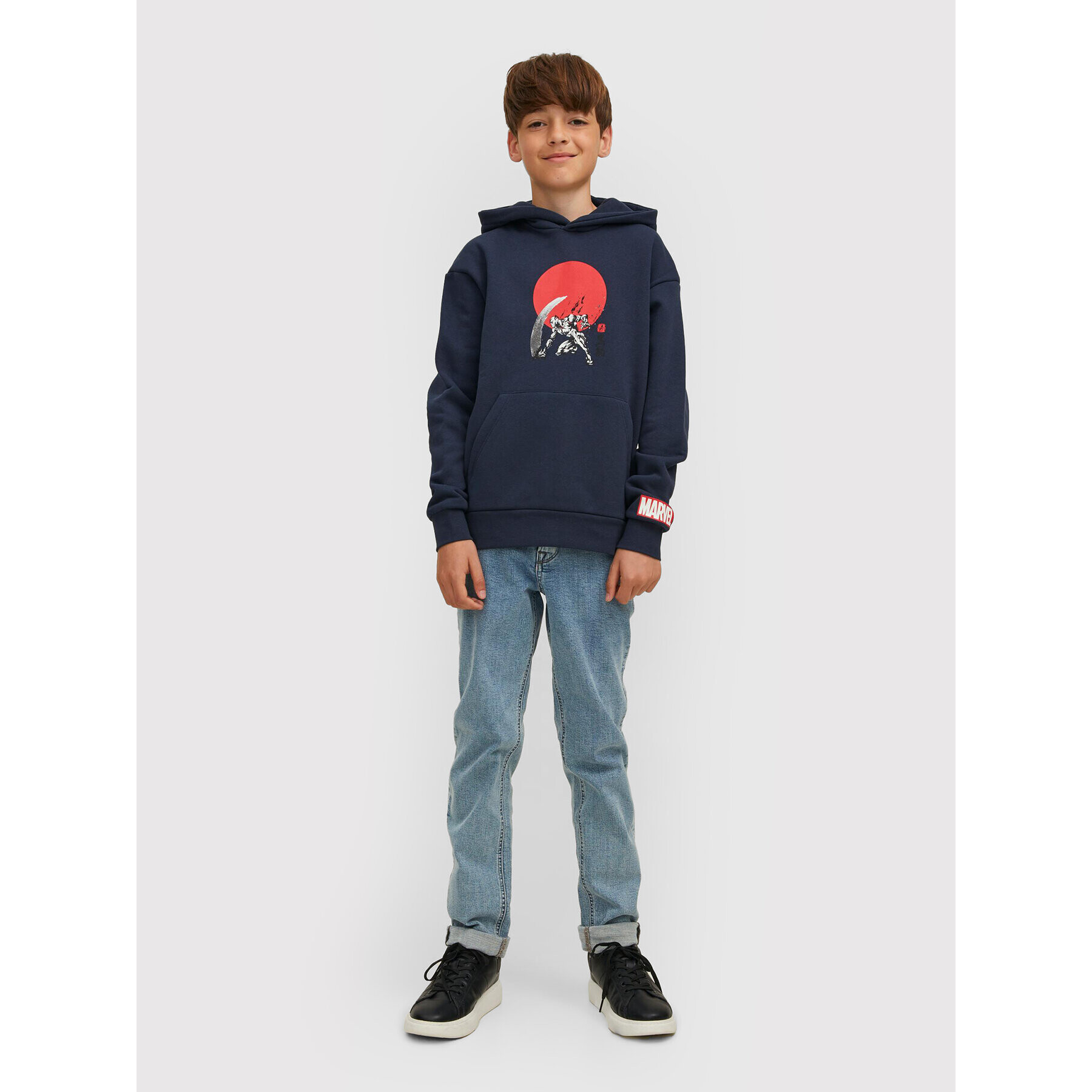 Jack&Jones Junior Mikina MARVEL 12217804 Tmavomodrá Loose Fit - Pepit.cz