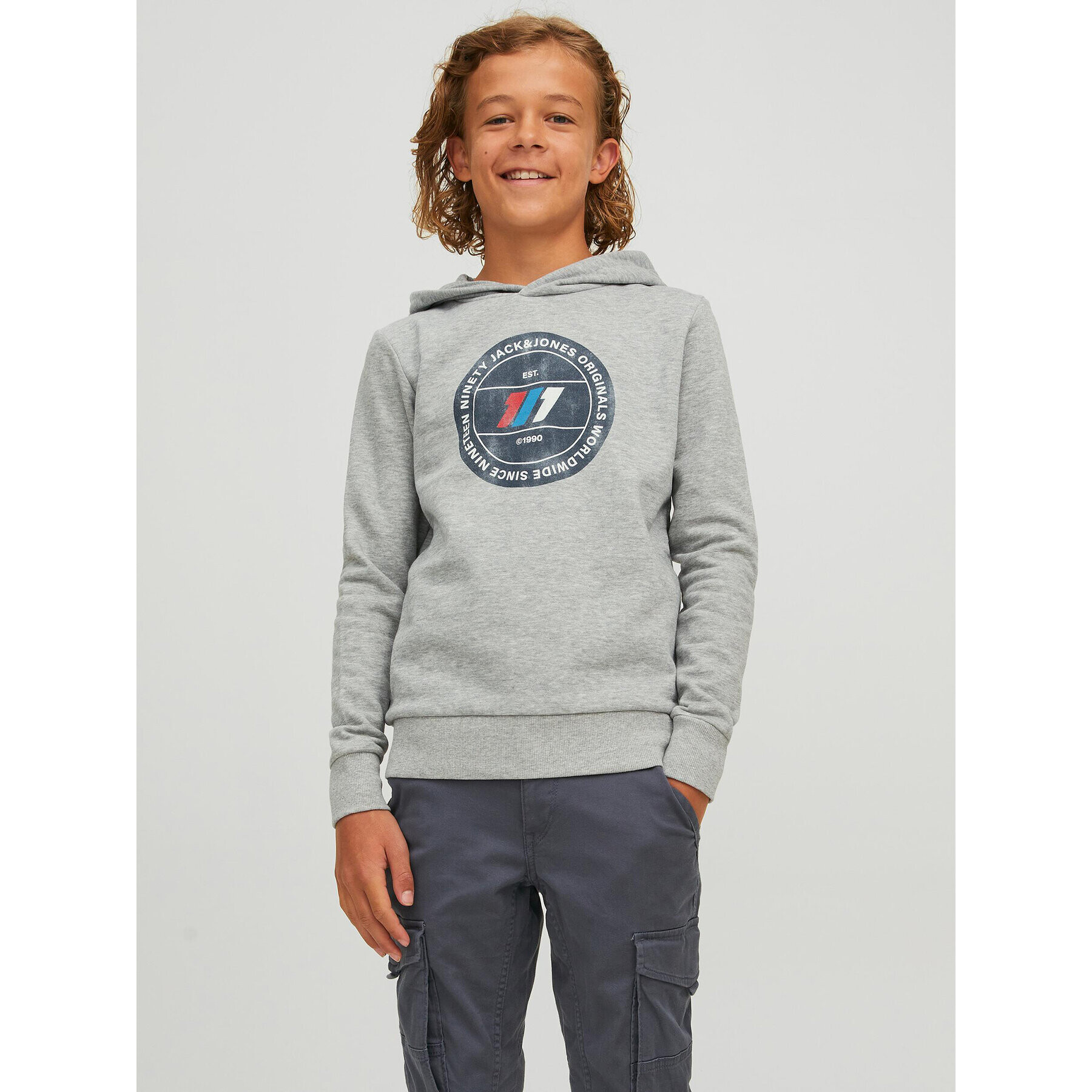 Jack&Jones Junior Mikina Nate 12216911 Šedá Regular Fit - Pepit.cz