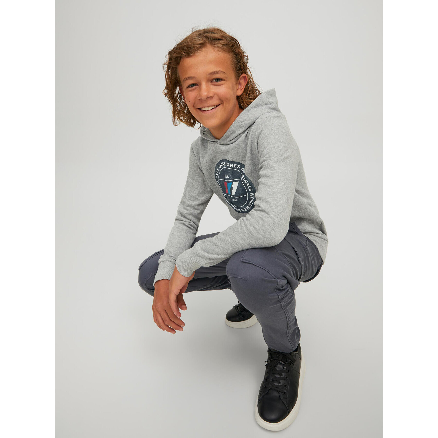 Jack&Jones Junior Mikina Nate 12216911 Šedá Regular Fit - Pepit.cz