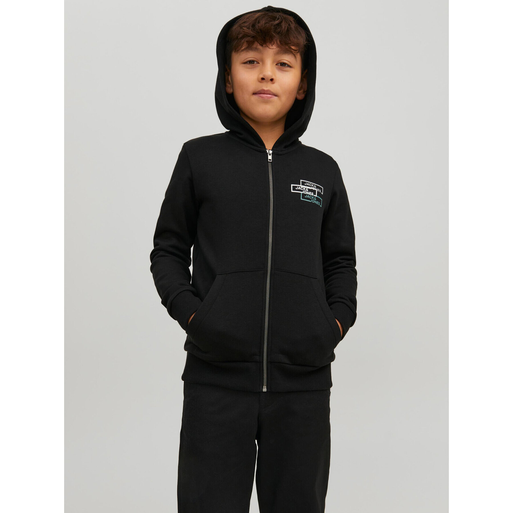 Jack&Jones Junior Mikina Space Logo 12221210 Černá Regular Fit - Pepit.cz