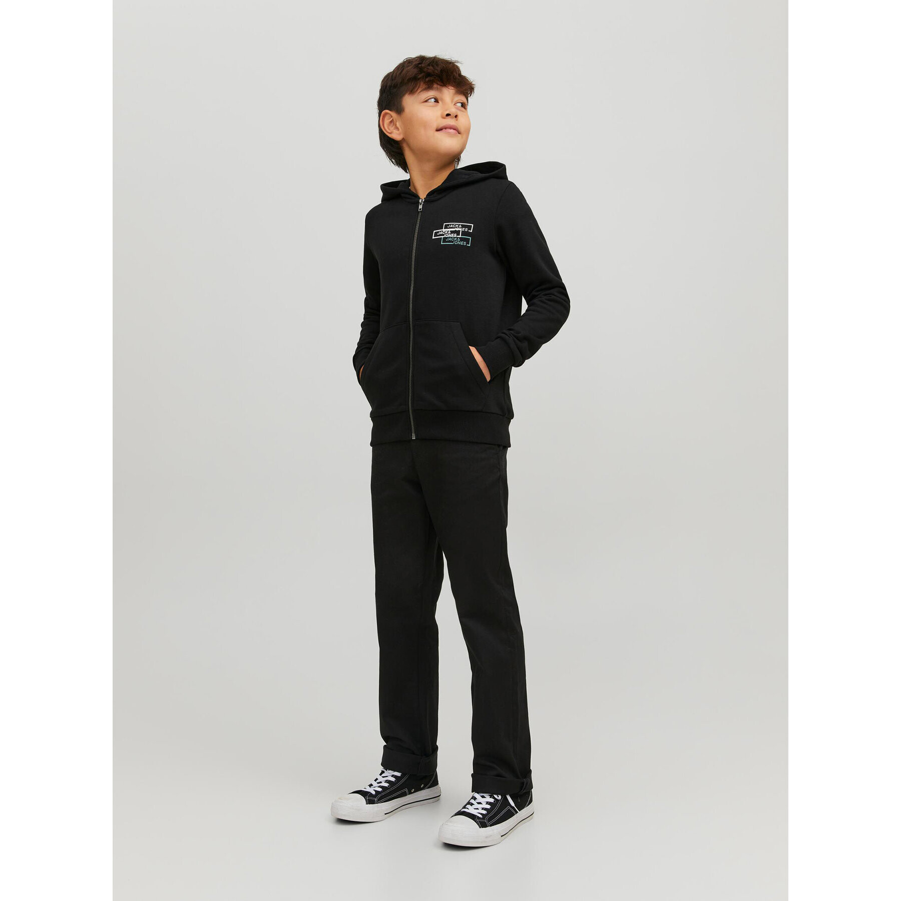 Jack&Jones Junior Mikina Space Logo 12221210 Černá Regular Fit - Pepit.cz