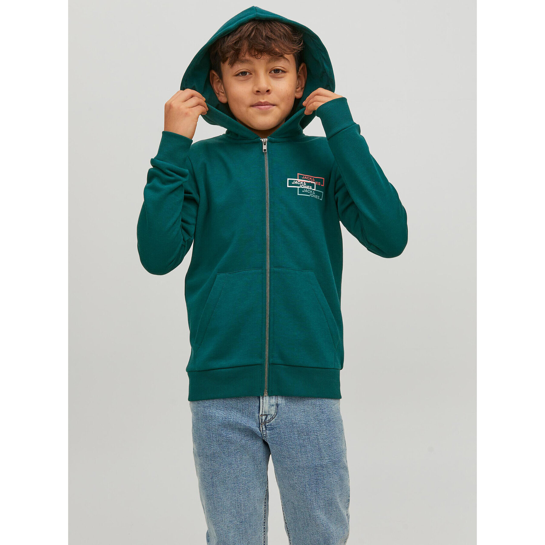 Jack&Jones Junior Mikina Space Logo 12221210 Zelená Regular Fit - Pepit.cz