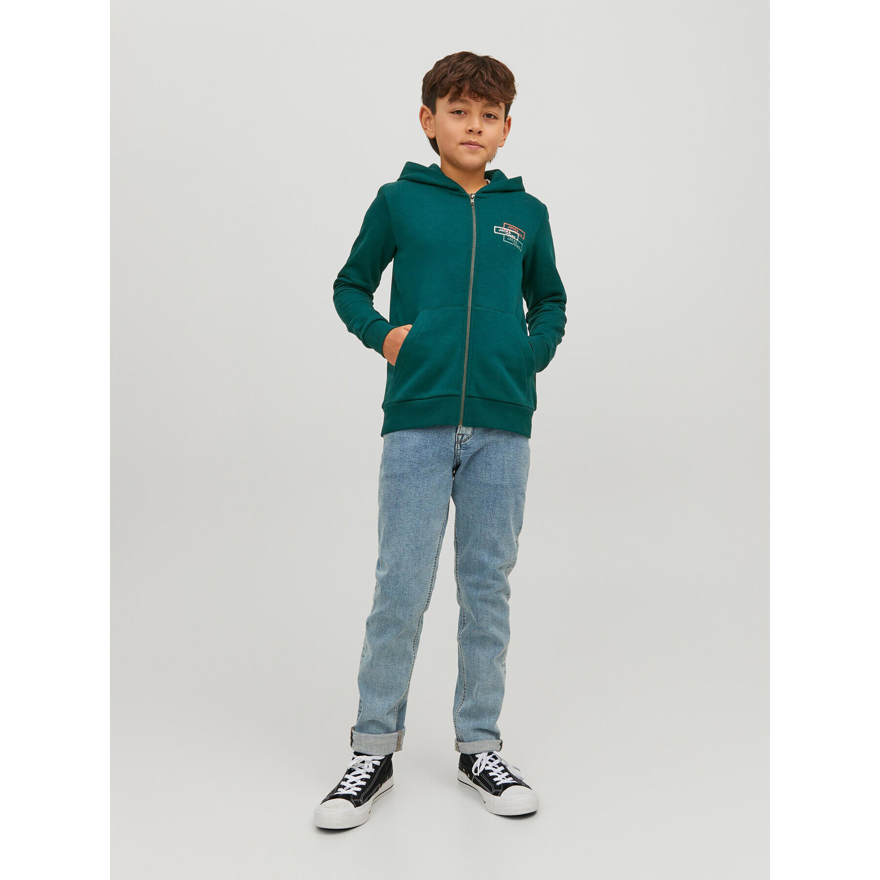 Jack&Jones Junior Mikina Space Logo 12221210 Zelená Regular Fit - Pepit.cz