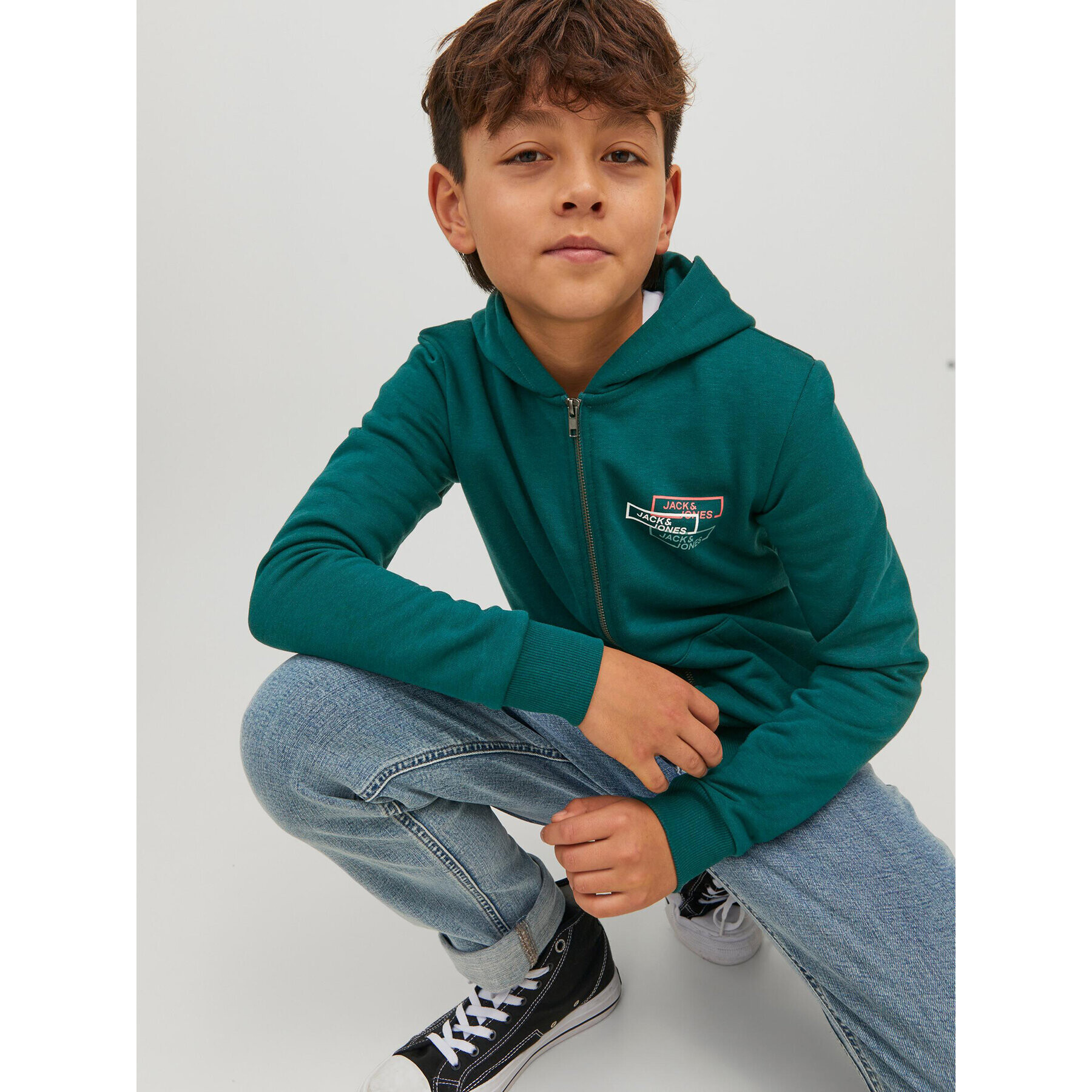 Jack&Jones Junior Mikina Space Logo 12221210 Zelená Regular Fit - Pepit.cz