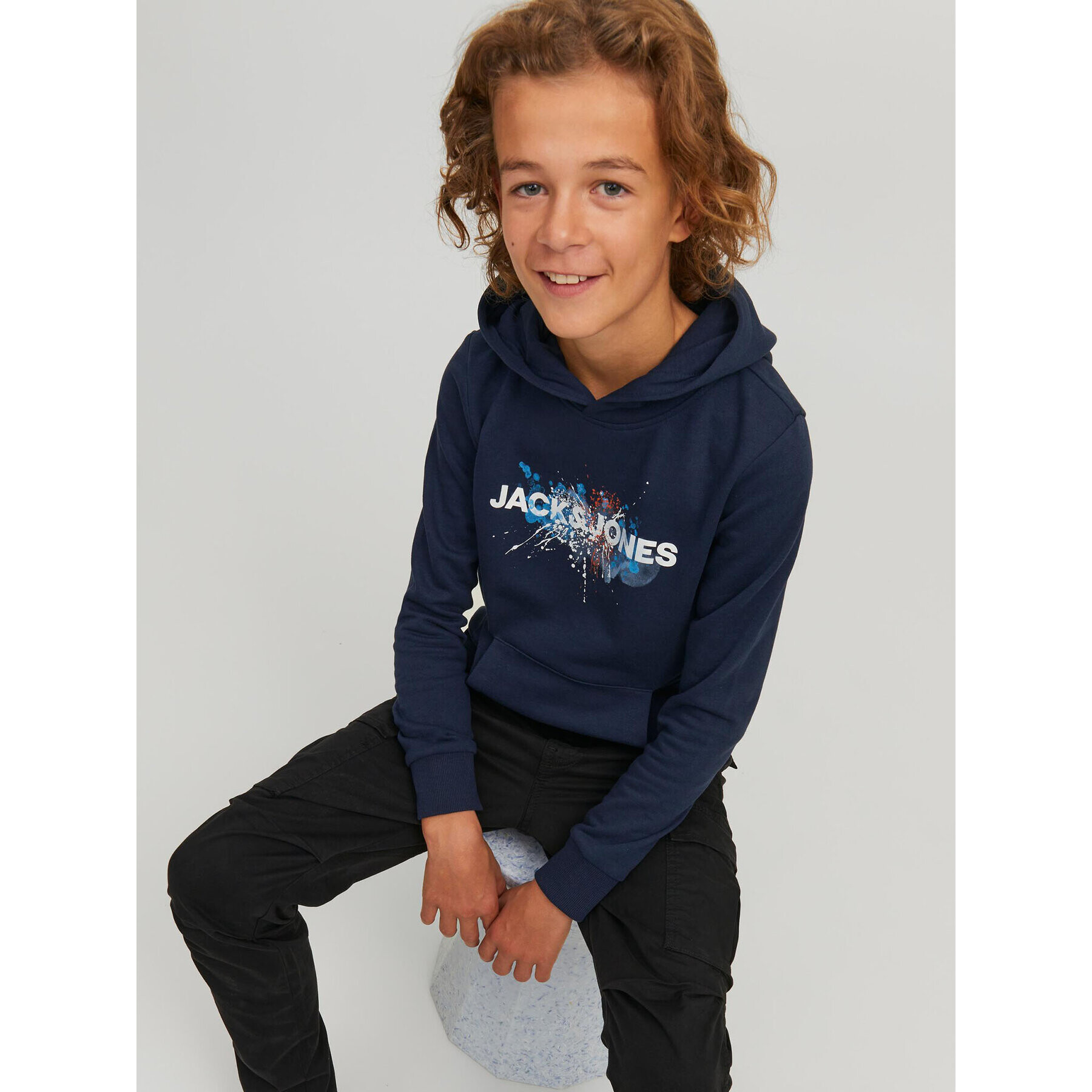 Jack&Jones Junior Mikina Tear 12221713 Tmavomodrá Regular Fit - Pepit.cz