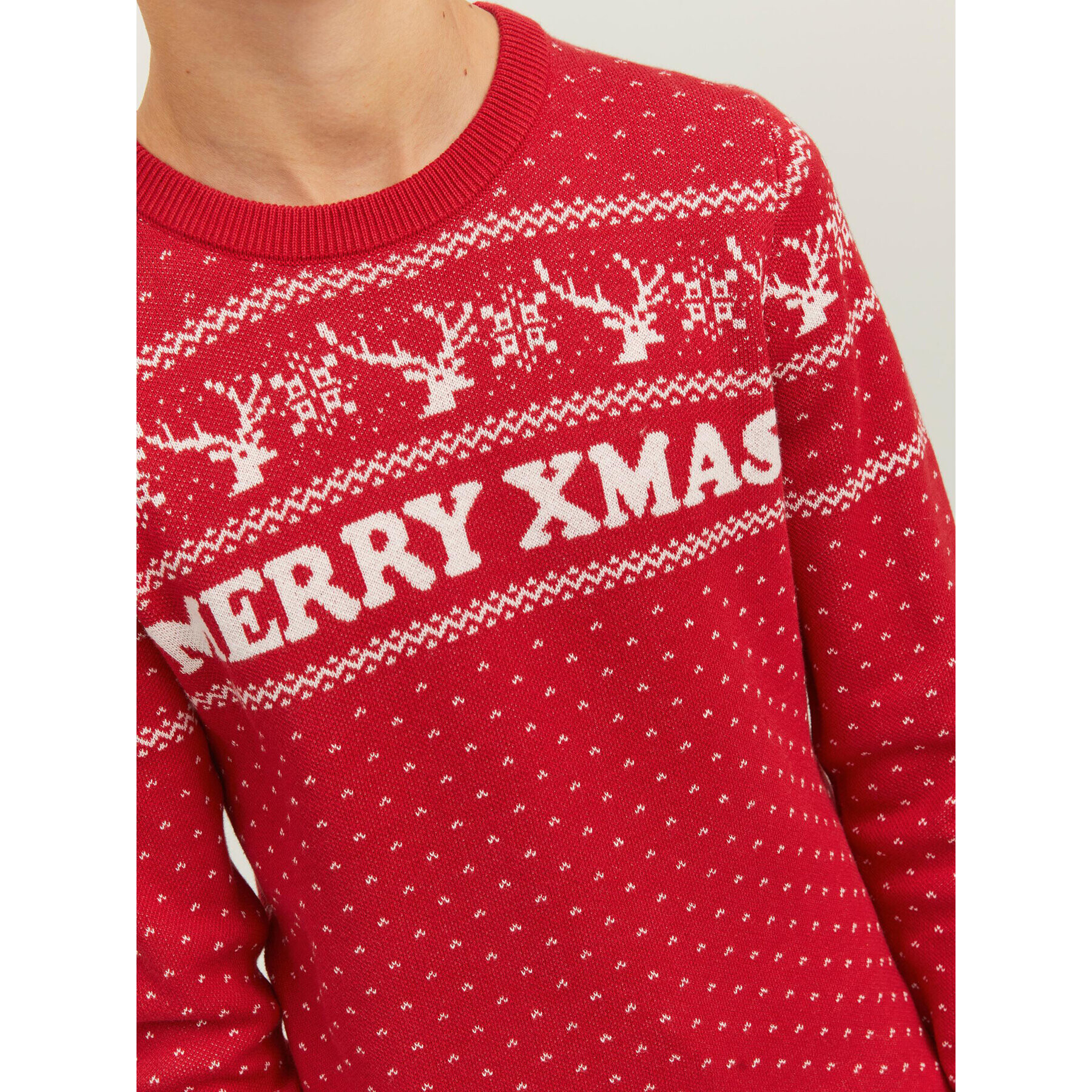 Jack&Jones Junior Svetr Xmas 12221306 Červená Regular Fit - Pepit.cz