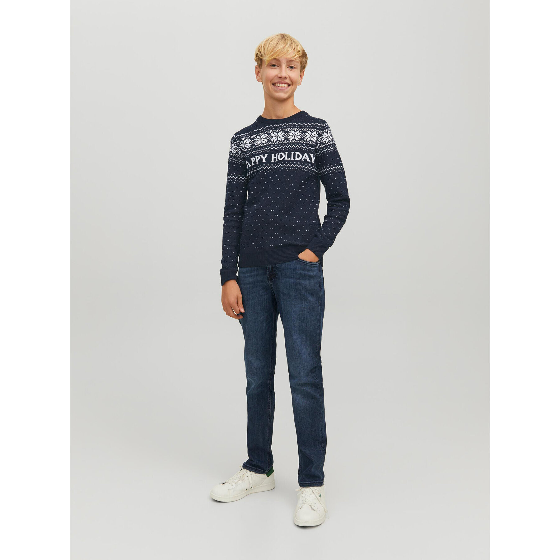 Jack&Jones Junior Svetr Xmas 12221306 Tmavomodrá Regular Fit - Pepit.cz