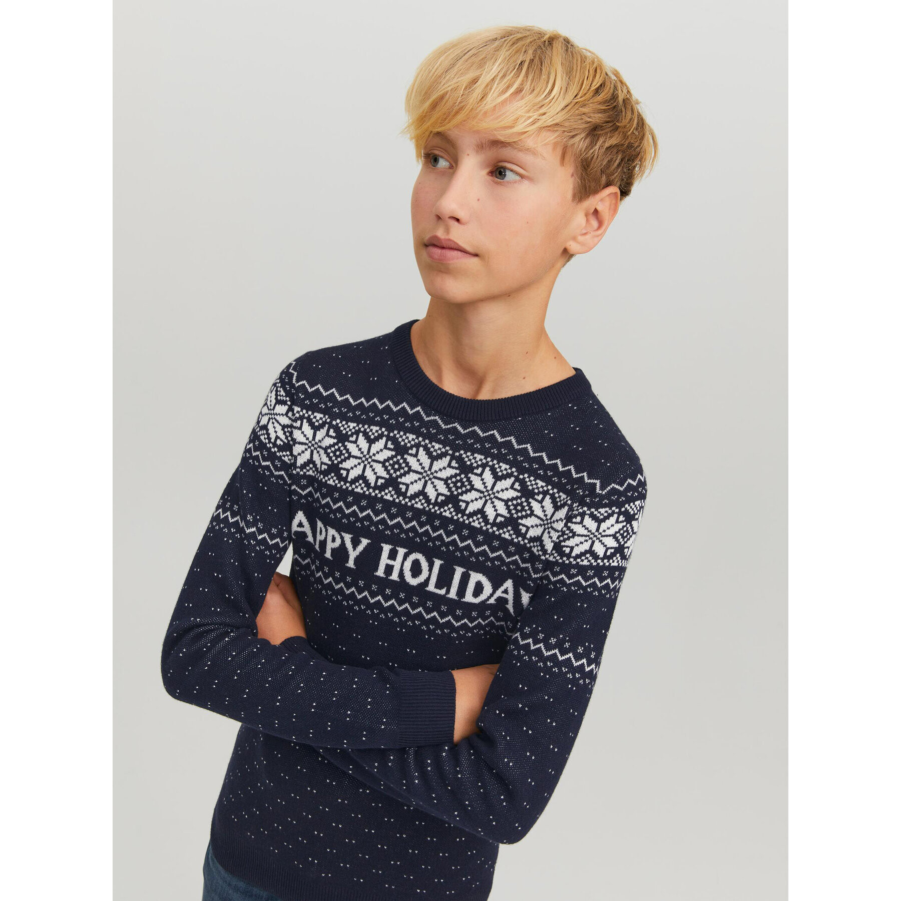 Jack&Jones Junior Svetr Xmas 12221306 Tmavomodrá Regular Fit - Pepit.cz