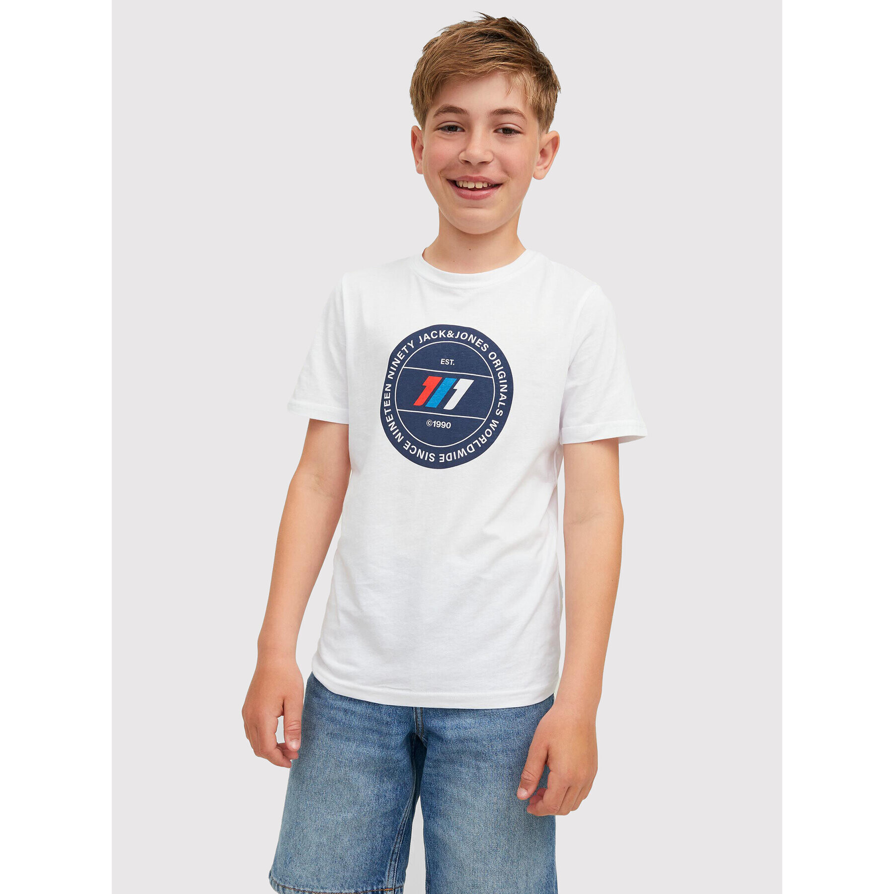 Jack&Jones Junior T-Shirt Nate 12216508 Bílá Regular Fit - Pepit.cz