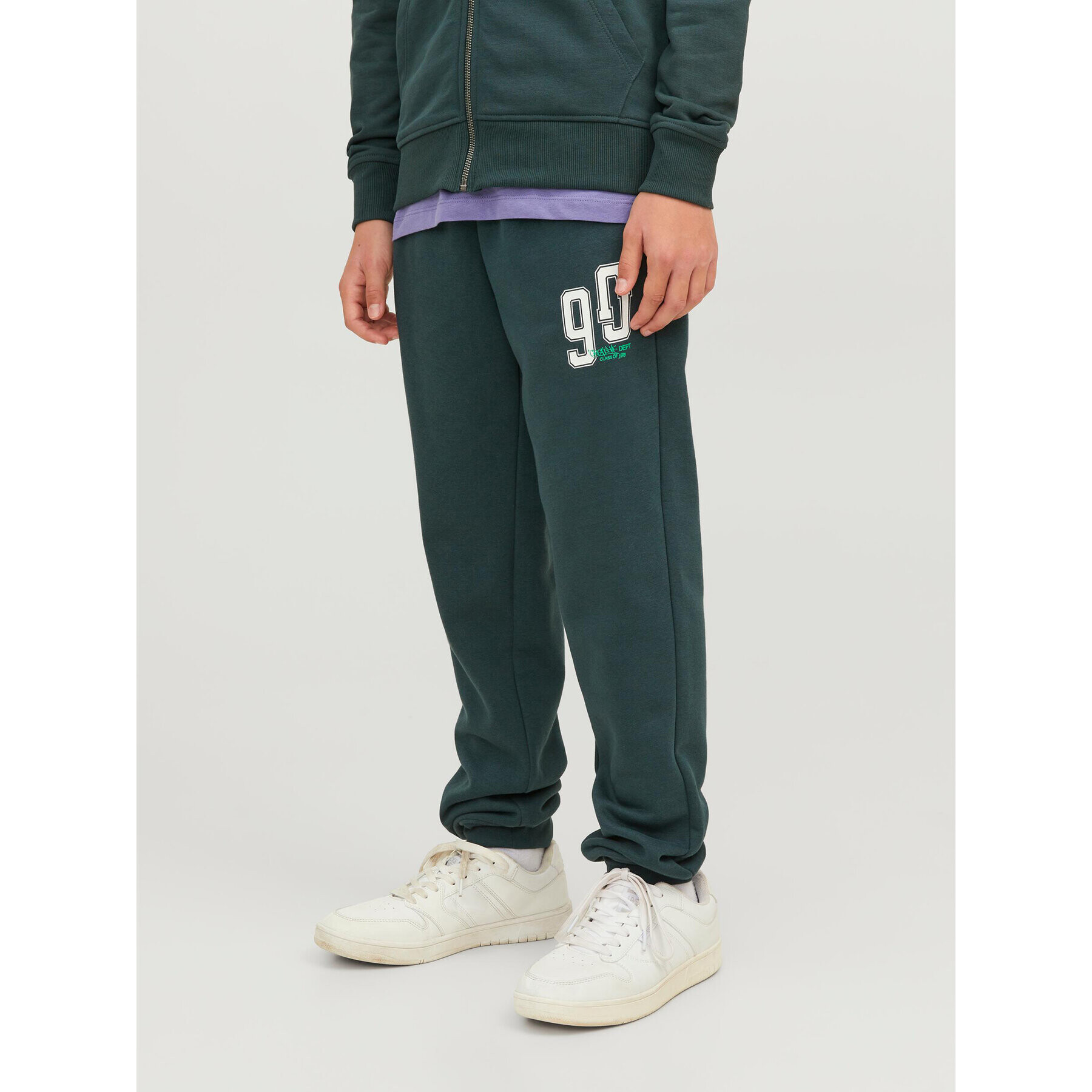 Jack&Jones Junior Teplákové kalhoty 12243083 Zelená Relaxed Fit - Pepit.cz