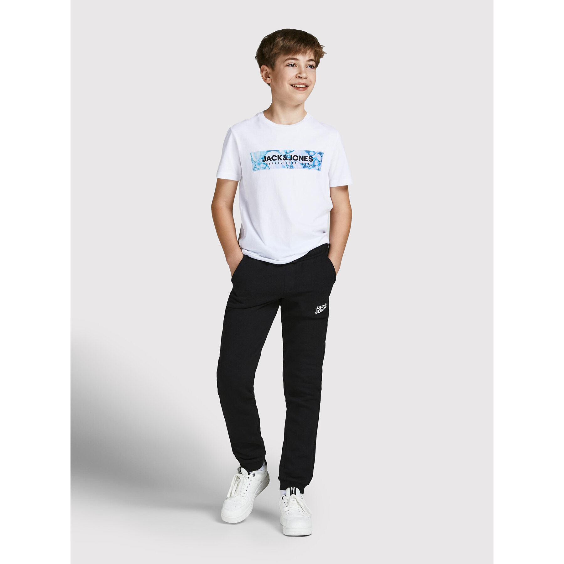 Jack&Jones Junior Teplákové kalhoty Gordon 12179798 Černá Regular Fit - Pepit.cz