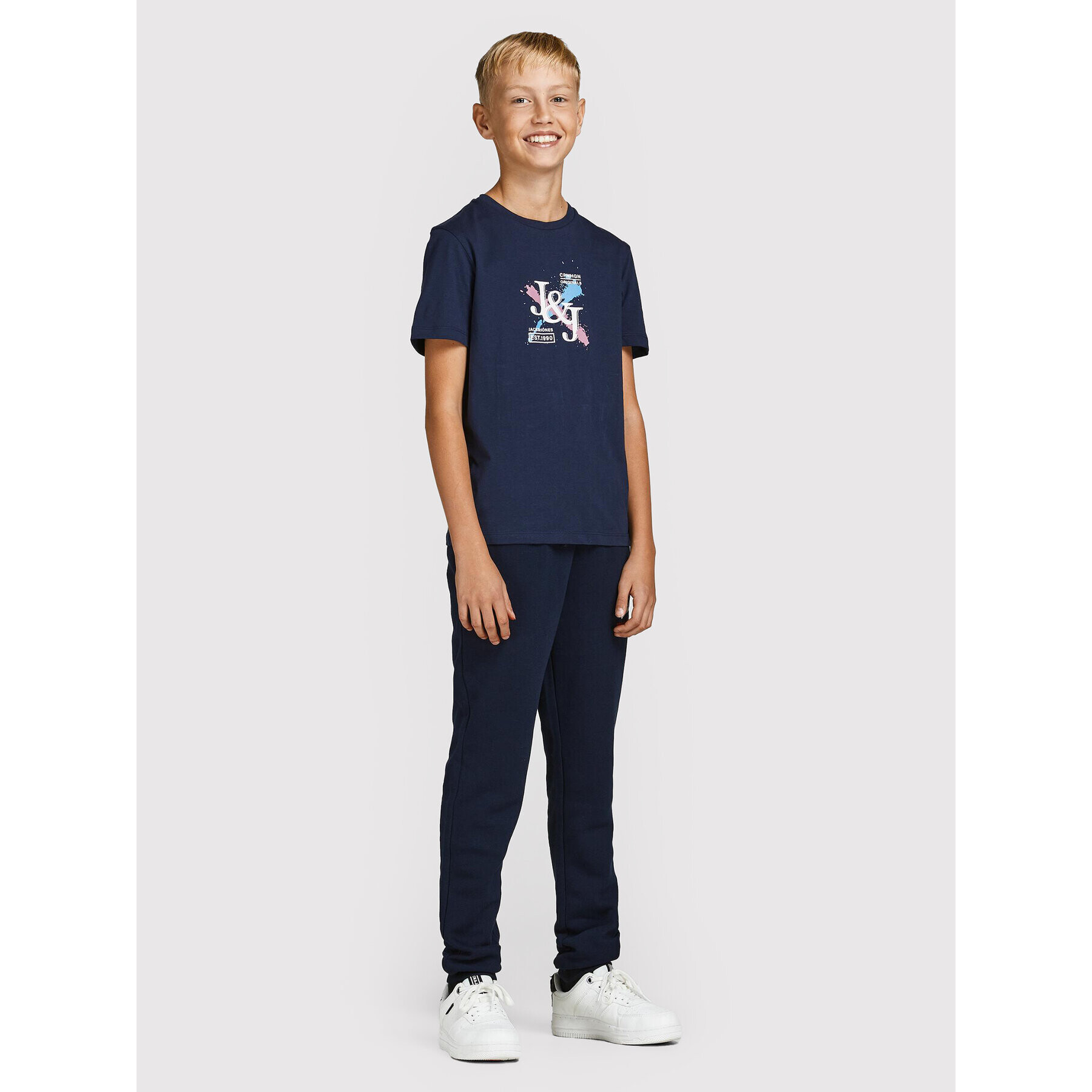 Jack&Jones Junior Teplákové kalhoty Logo 12213086 Tmavomodrá Regular Fit - Pepit.cz