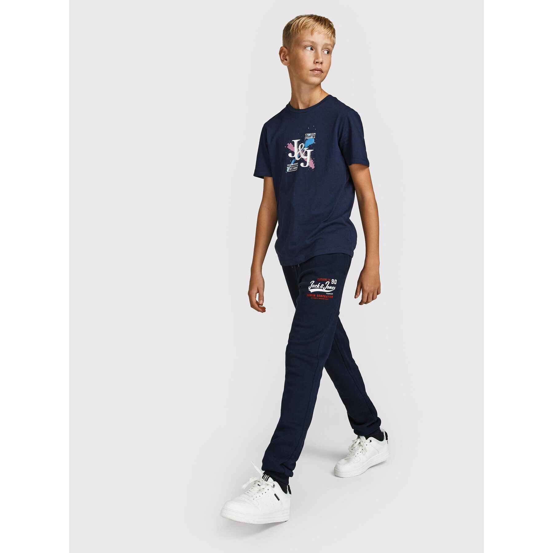 Jack&Jones Junior Teplákové kalhoty Logo 12213086 Tmavomodrá Regular Fit - Pepit.cz