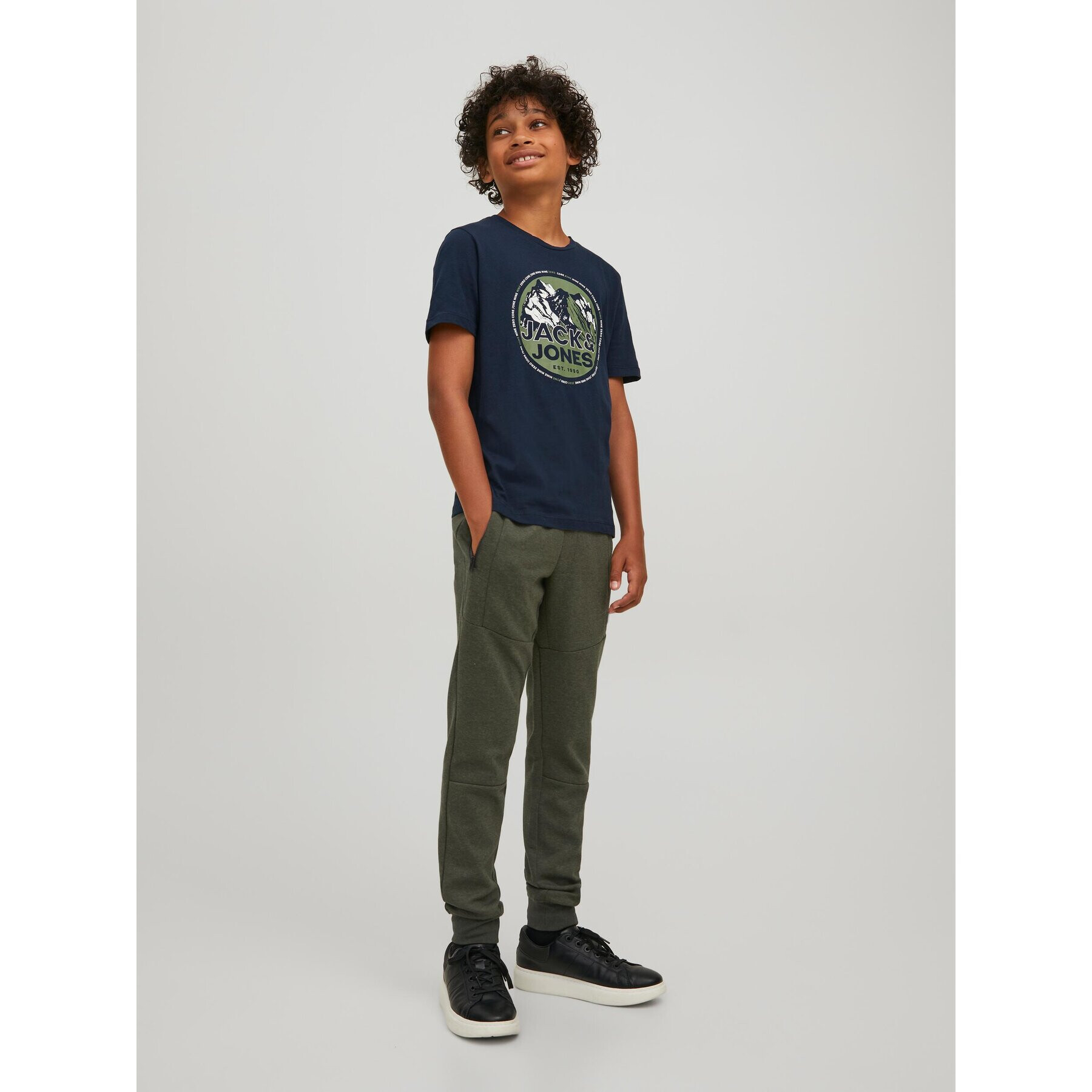 Jack&Jones Junior Teplákové kalhoty Will 12189809 Zelená Regular Fit - Pepit.cz