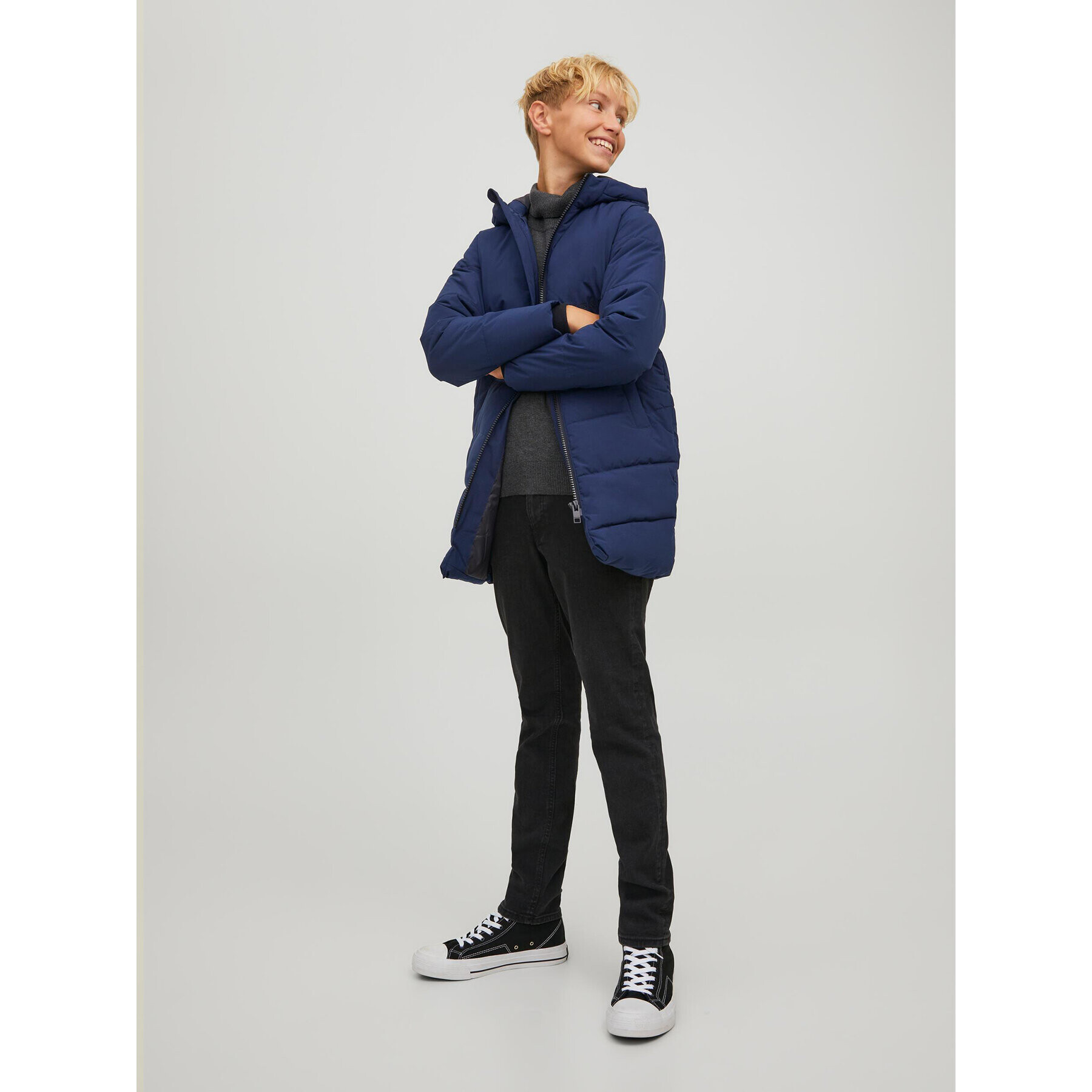 Jack&Jones Junior Vatovaná bunda Copenhagen 12215844 Tmavomodrá Regular Fit - Pepit.cz