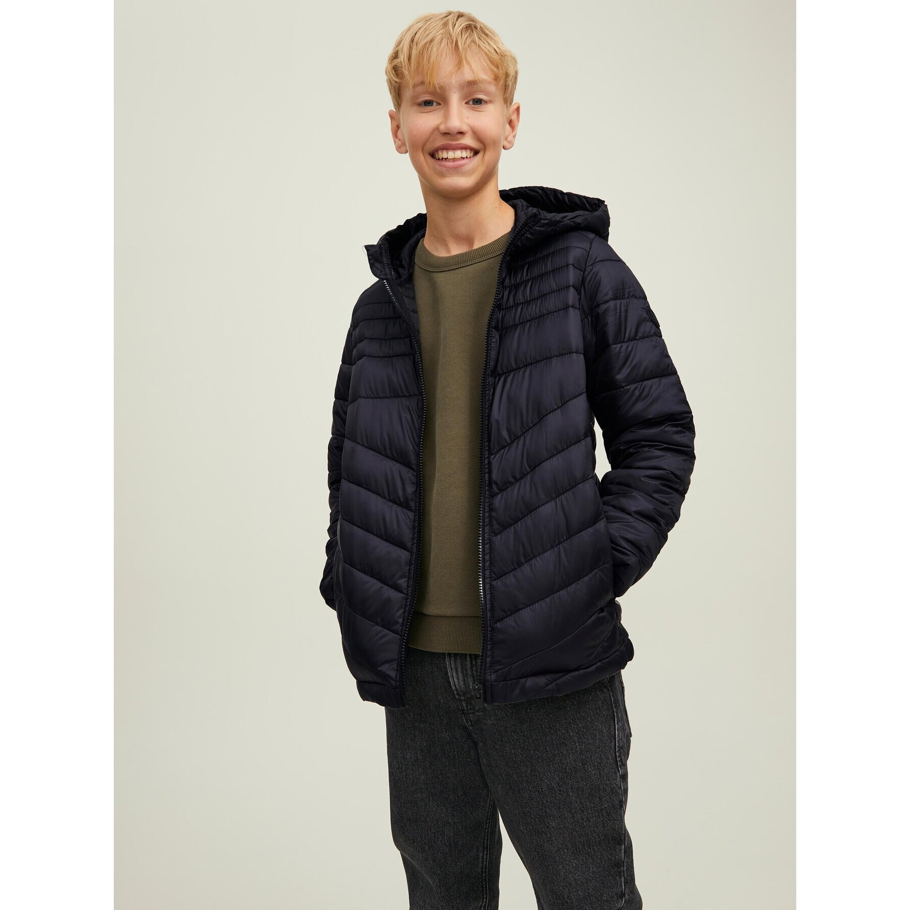 Jack&Jones Junior Vatovaná bunda Hero 12212568 Černá Regular Fit - Pepit.cz