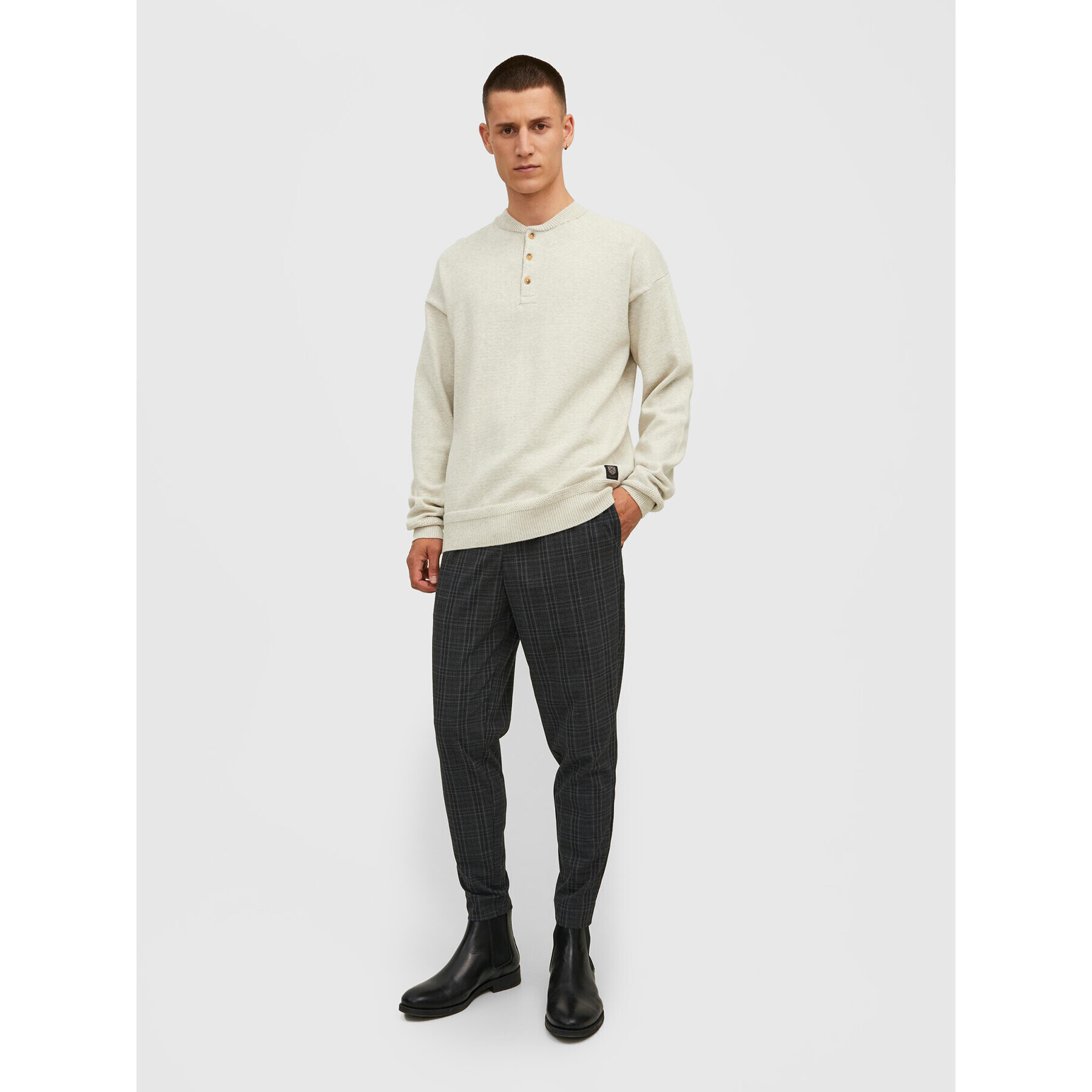 Jack&Jones Kalhoty z materiálu Stace 12212970 Šedá Regular Fit - Pepit.cz