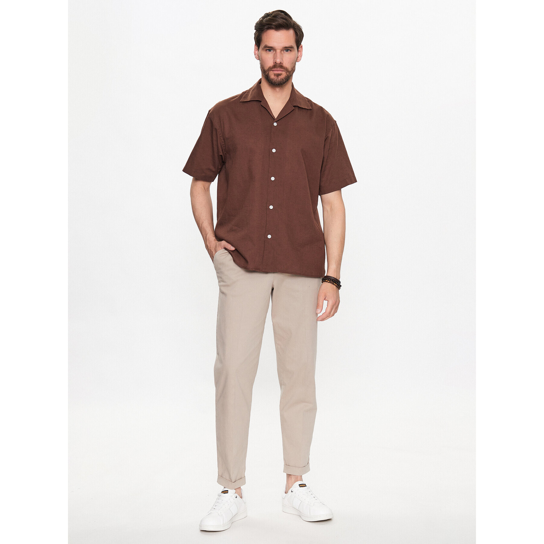 Jack&Jones Košile 12234714 Hnědá Relaxed Fit - Pepit.cz