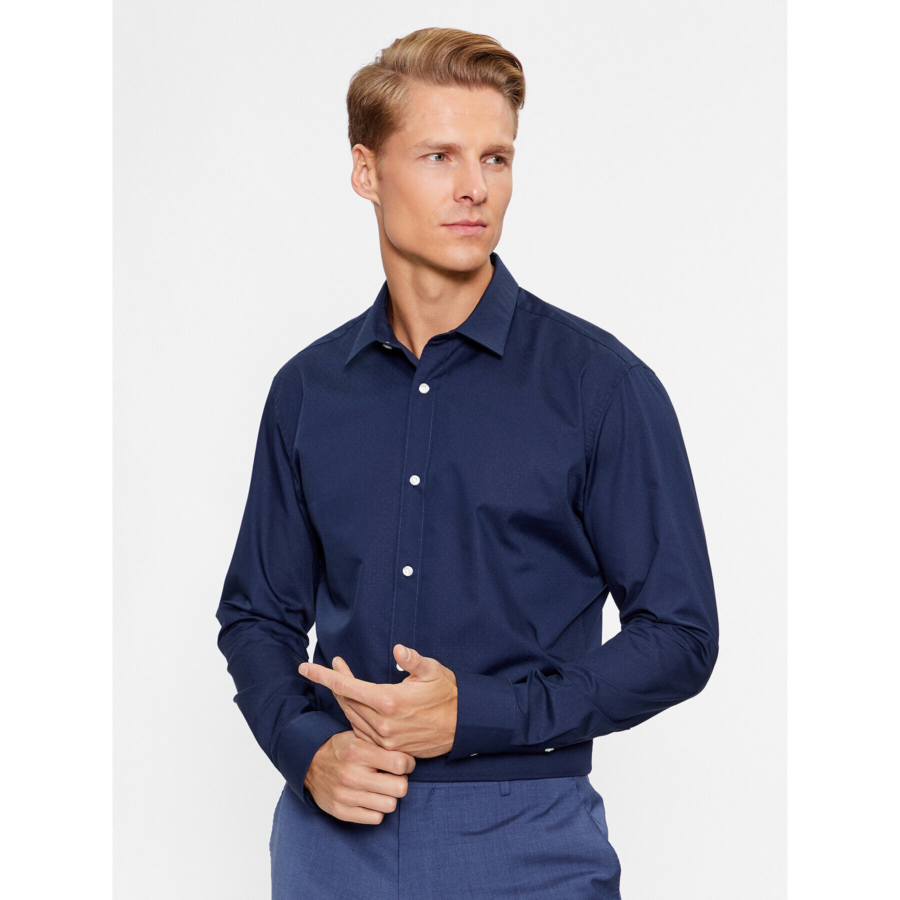 Jack&Jones Košile 12238173 Tmavomodrá Slim Fit - Pepit.cz