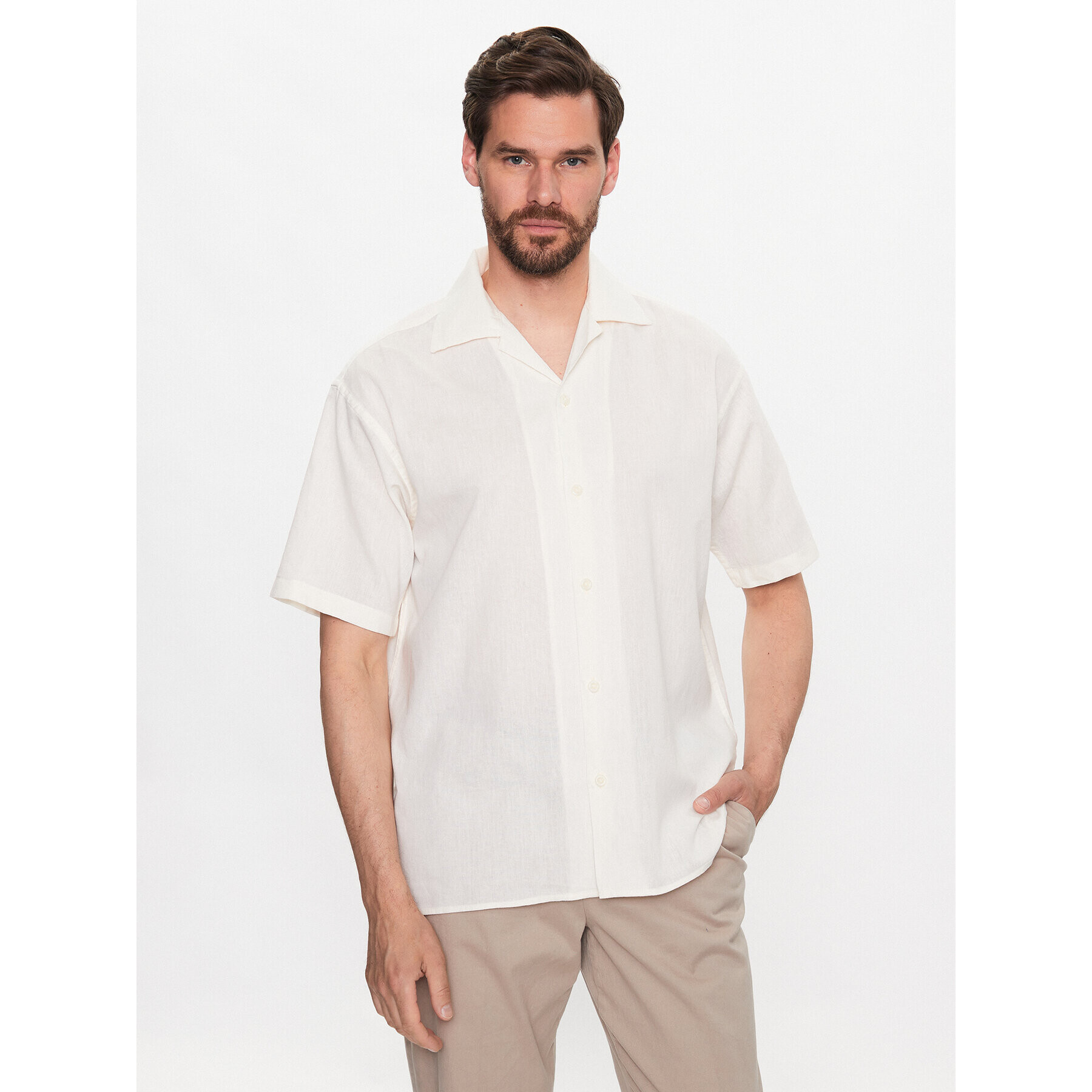 Jack&Jones Košile Belize 12234714 Bílá Relaxed Fit - Pepit.cz