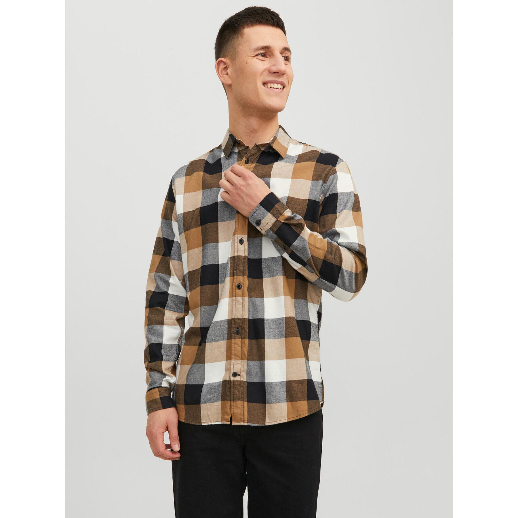 Jack&Jones Košile Buffalo 12235965 Hnědá Slim Fit - Pepit.cz