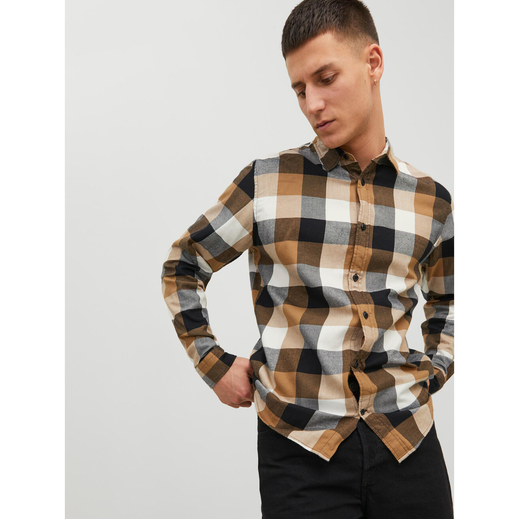 Jack&Jones Košile Buffalo 12235965 Hnědá Slim Fit - Pepit.cz