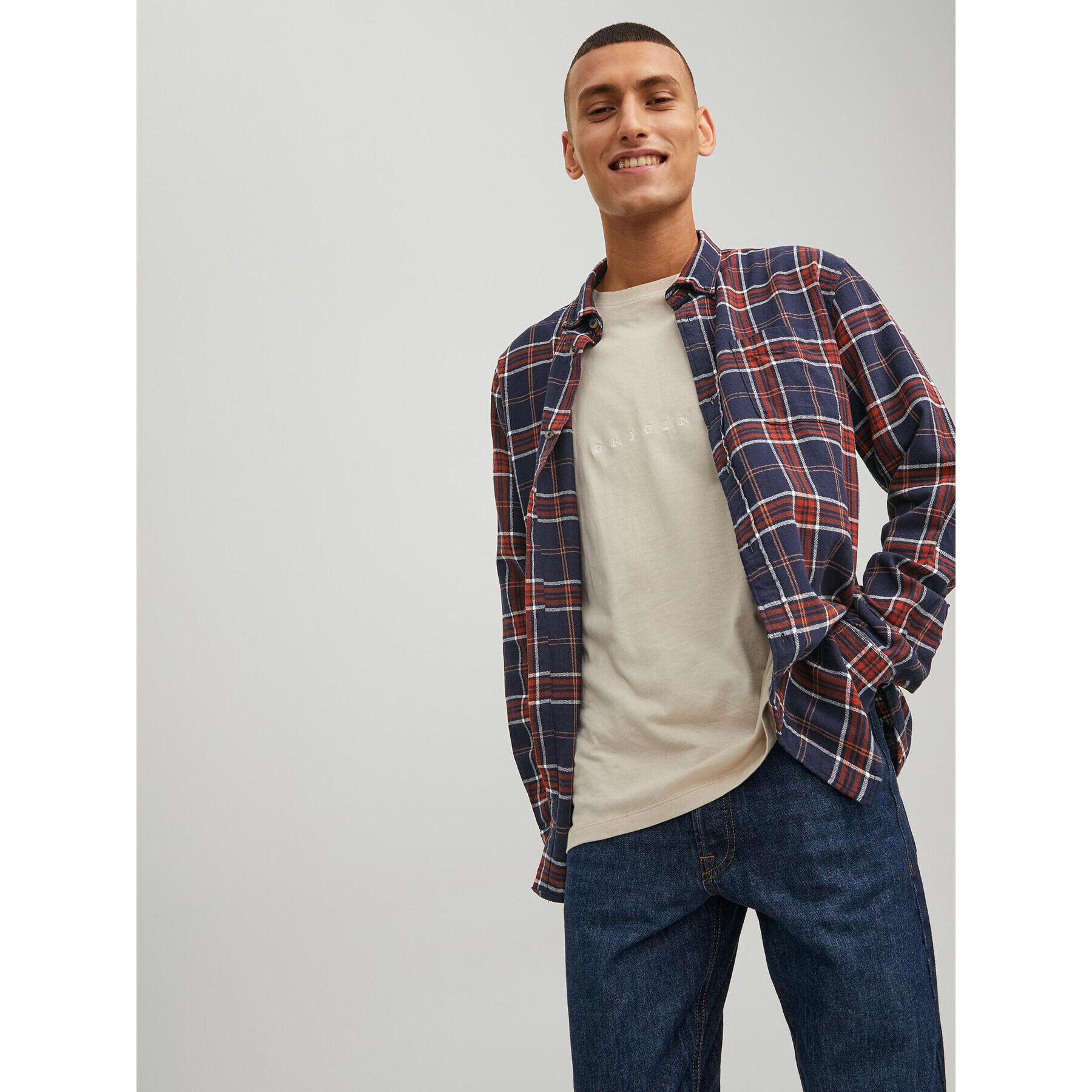 Jack&Jones Košile Classic Check 12209098 Tmavomodrá Regular Fit - Pepit.cz