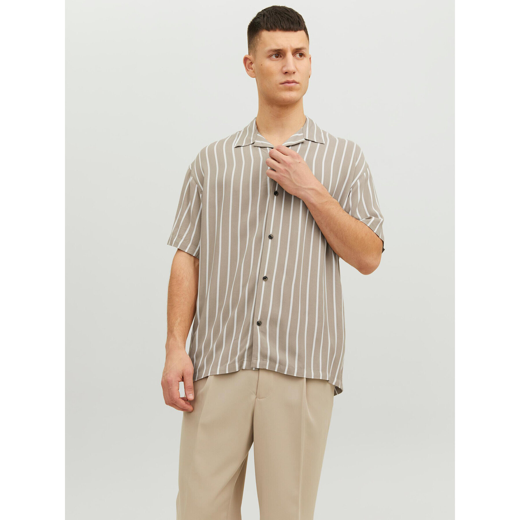 Jack&Jones Košile Jeff 12220423 Béžová Relaxed Fit - Pepit.cz