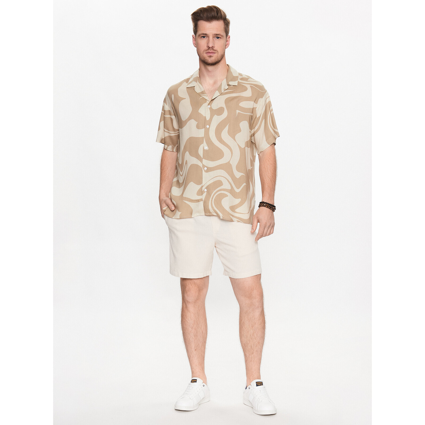 Jack&Jones Košile Ocean Day 12235326 Béžová Relaxed Fit - Pepit.cz