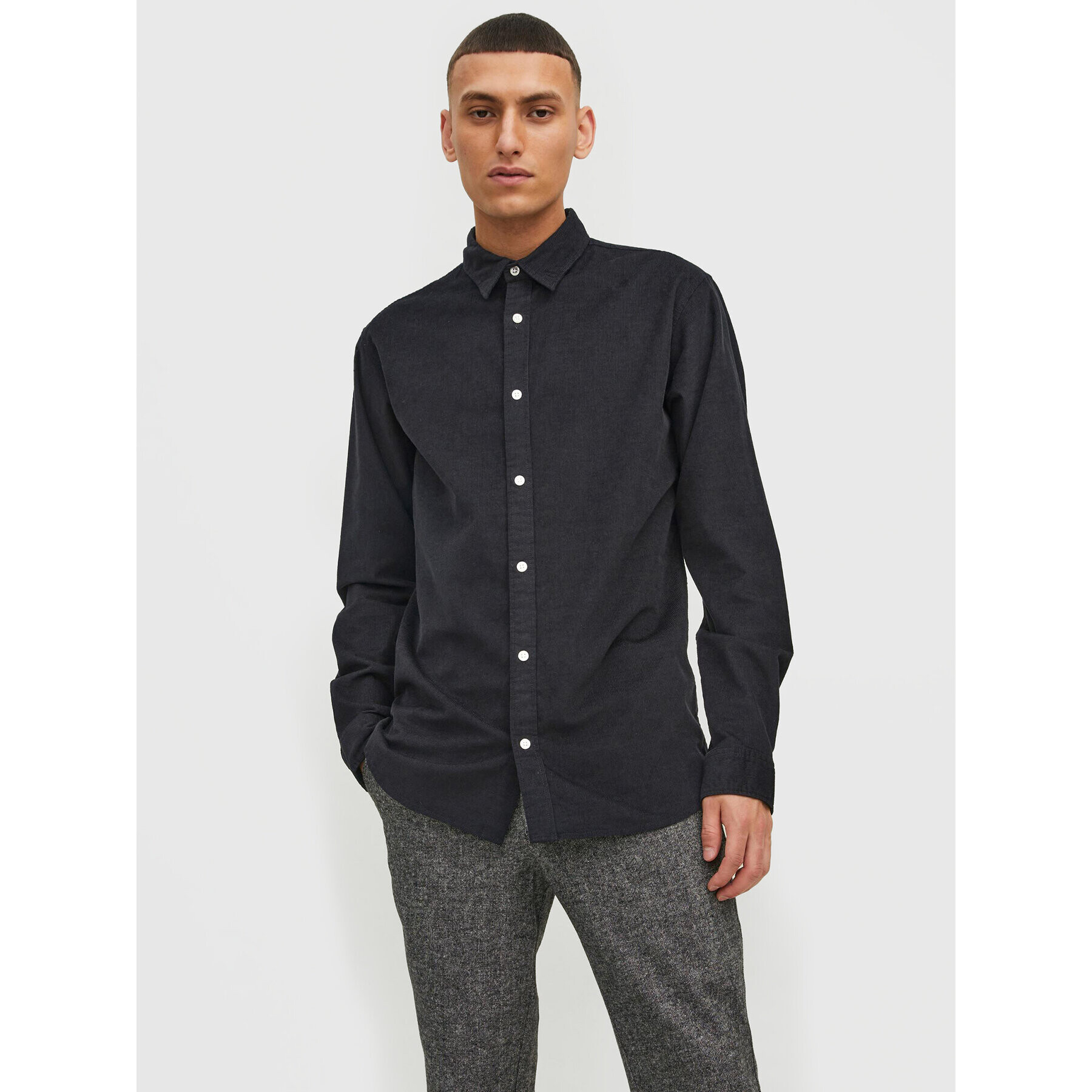 Jack&Jones Košile Plain 12212858 Černá Slim Fit - Pepit.cz