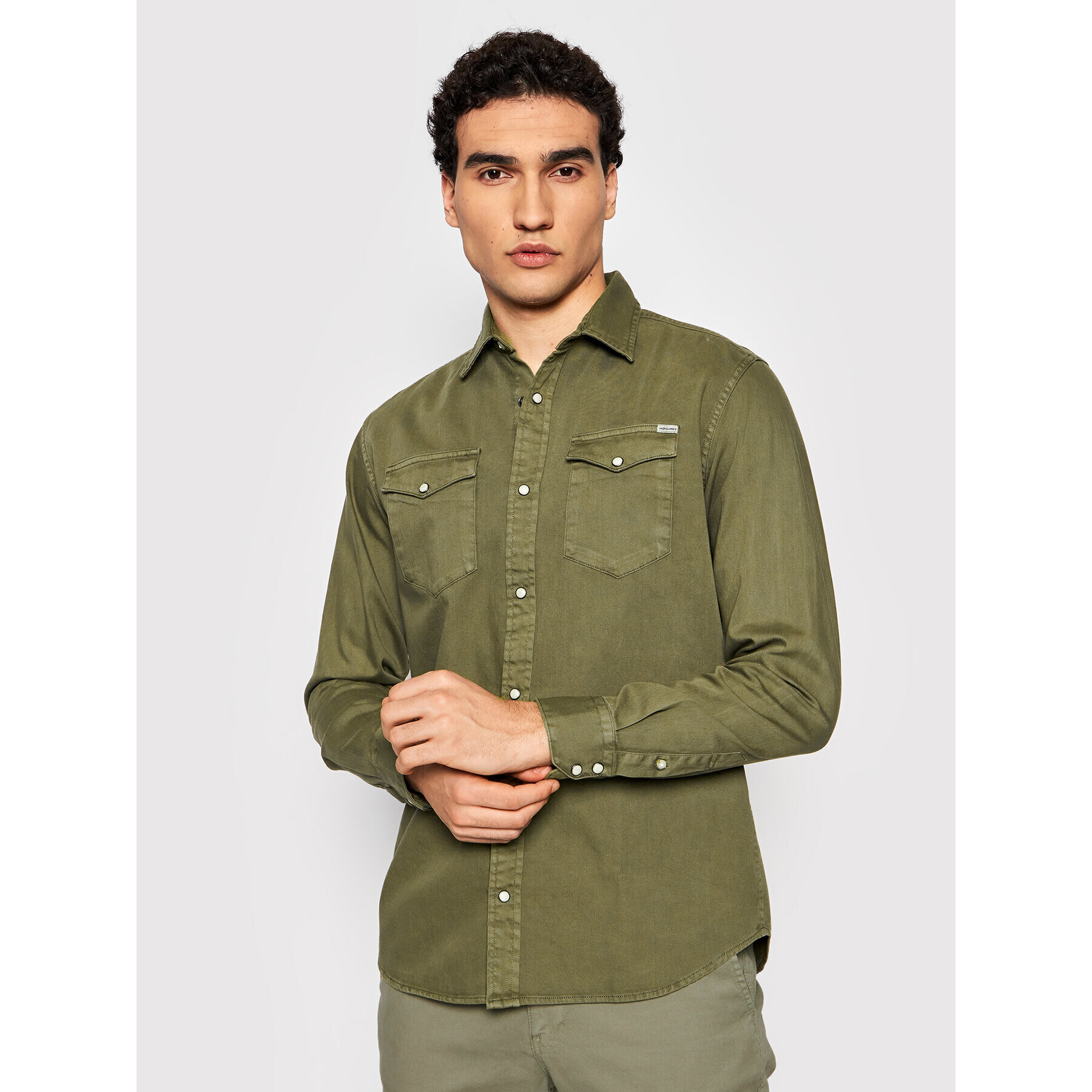 Jack&Jones Košile Sheridan 12138115 Zelená Slim Fit - Pepit.cz