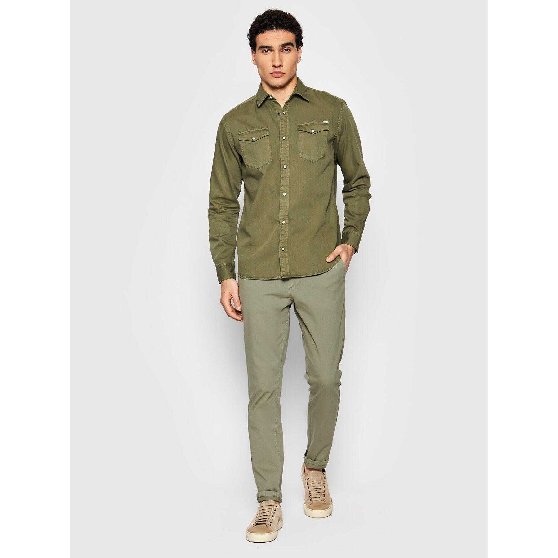 Jack&Jones Košile Sheridan 12138115 Zelená Slim Fit - Pepit.cz